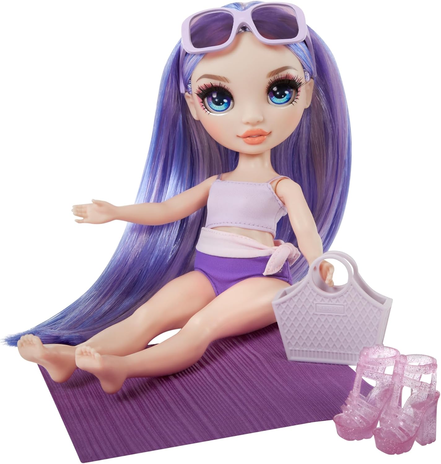 Rainbow High Swim & Style - Violet (Purple) - 28 cm Doll with Shimmery Wrap