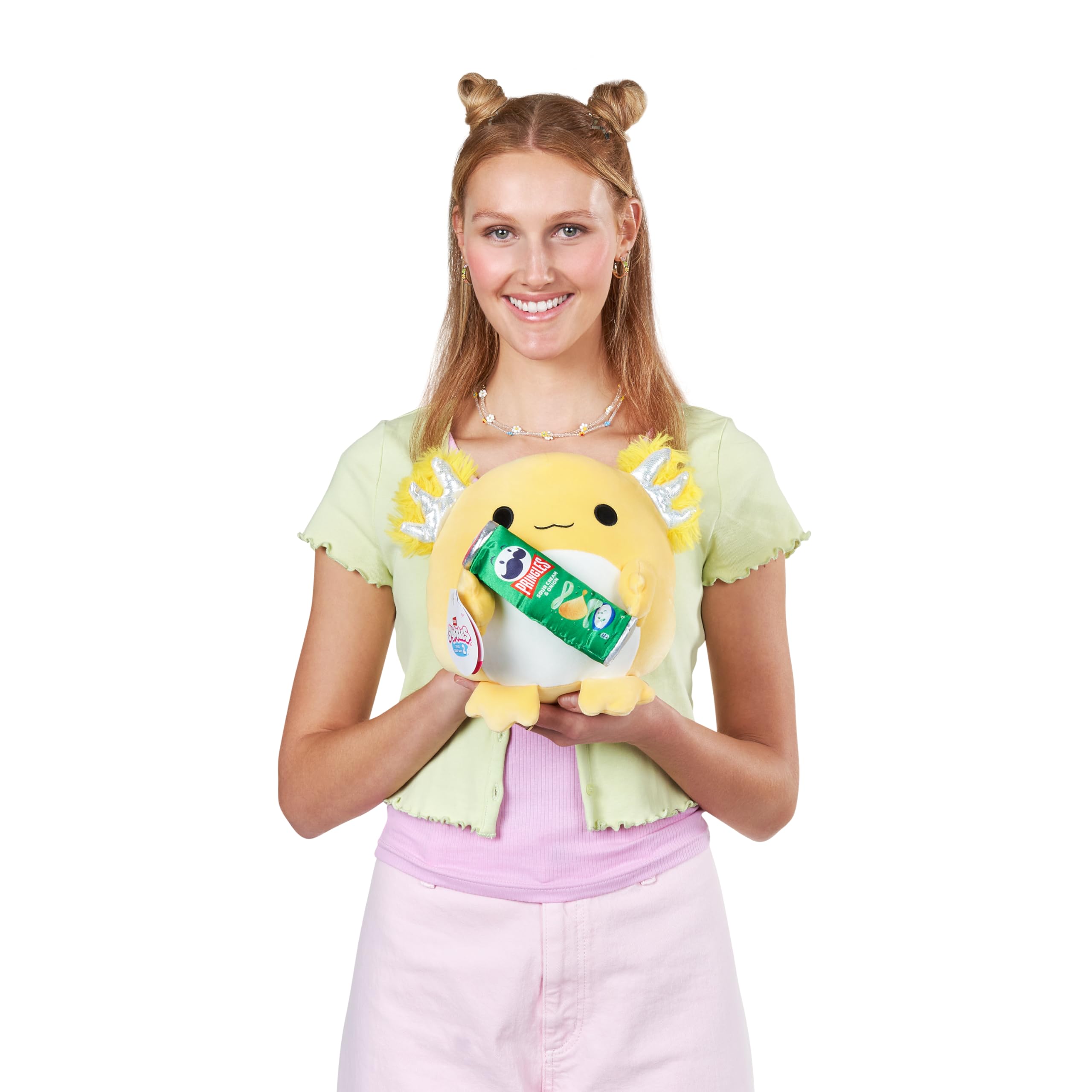 Snackles Series 2 Wave 2 - Axolotl Cuddly Squishy Plush with Pringles Snack, 20 cm