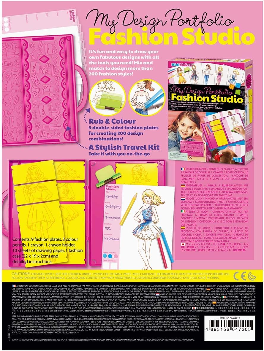 4M My Design Portfolio Fashion Studio Playset - Create 200+ Fashion Styles, Ages 5+