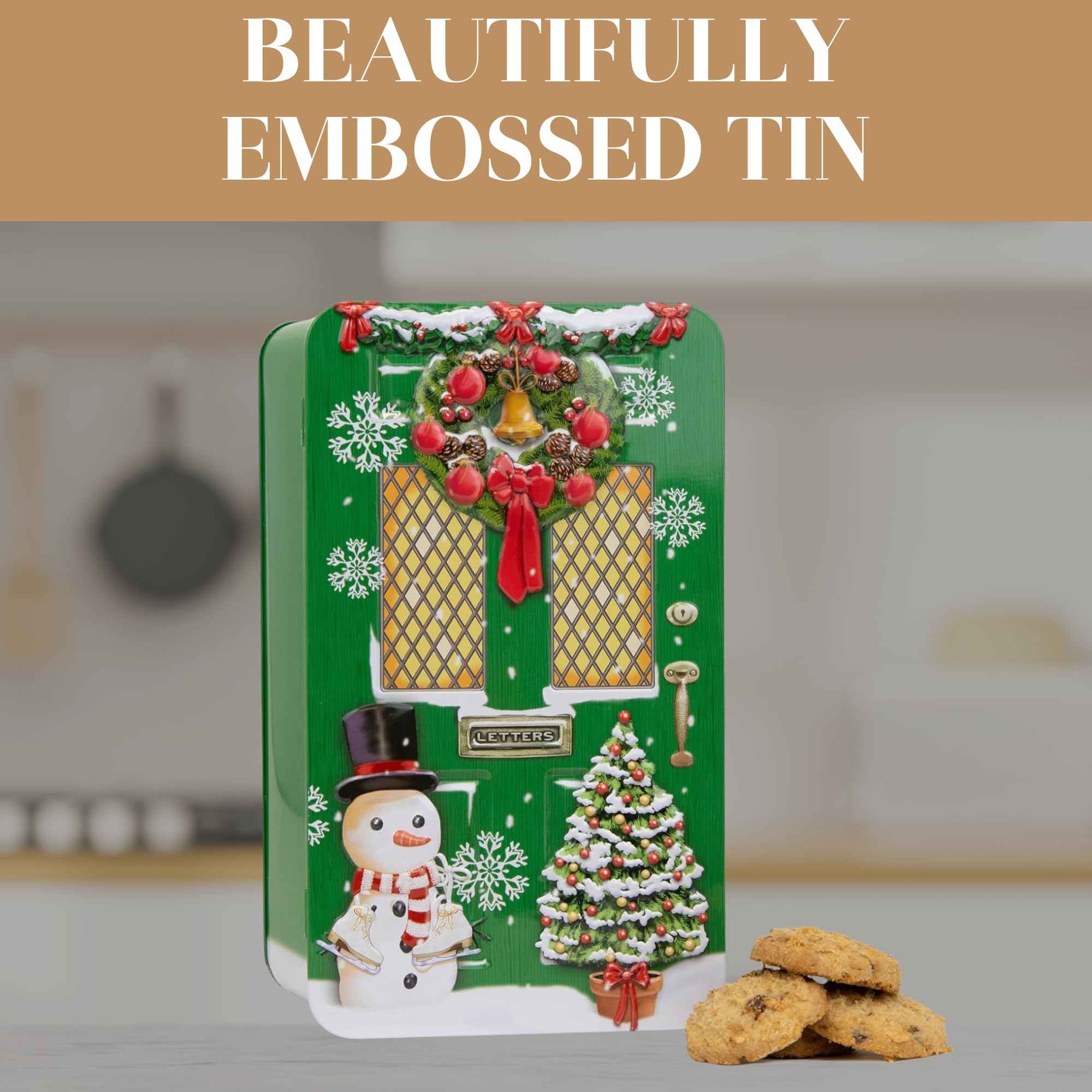 The Silver Crane Co. - Green Christmas Door Gift Set Biscuit Tin