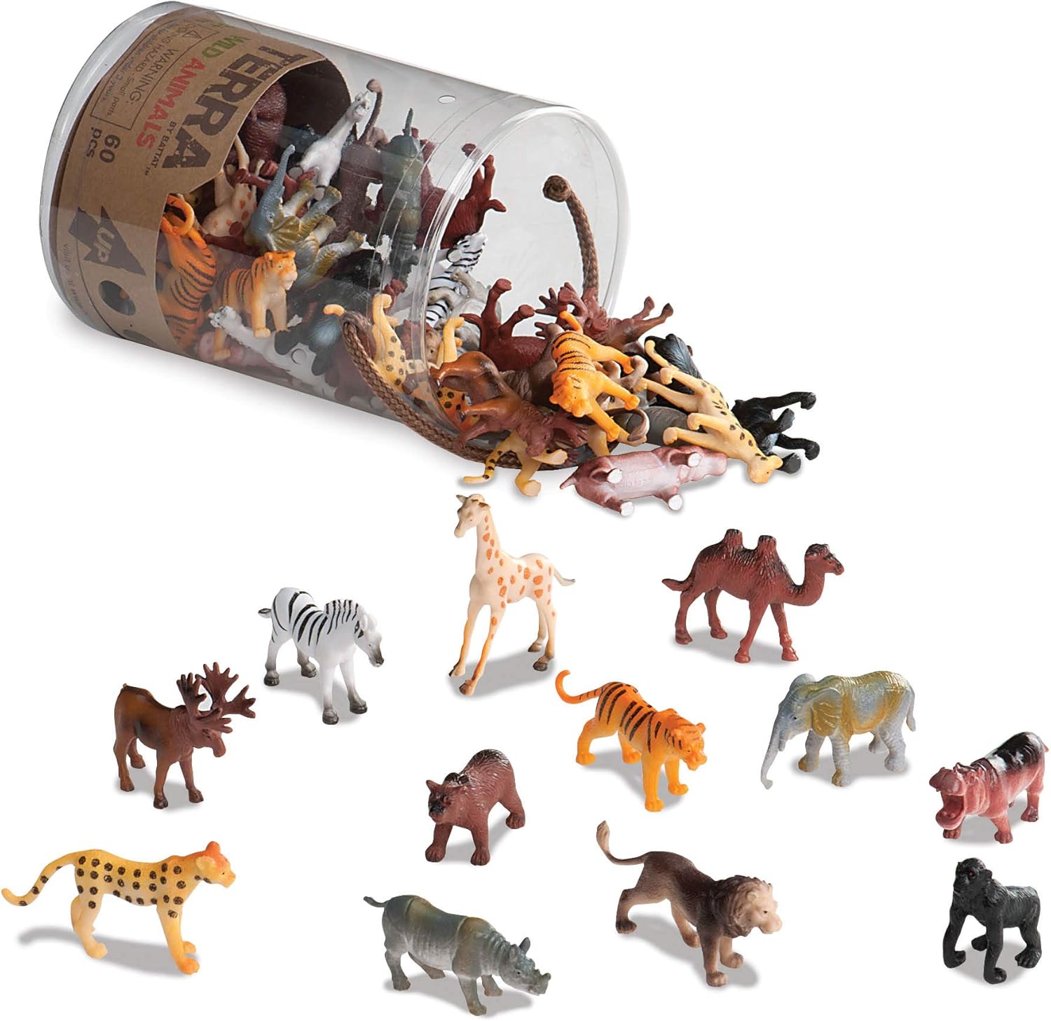 Terra by Battat Wild Animals – 60-Piece Miniature Animal Figurine Set for Kids 3+