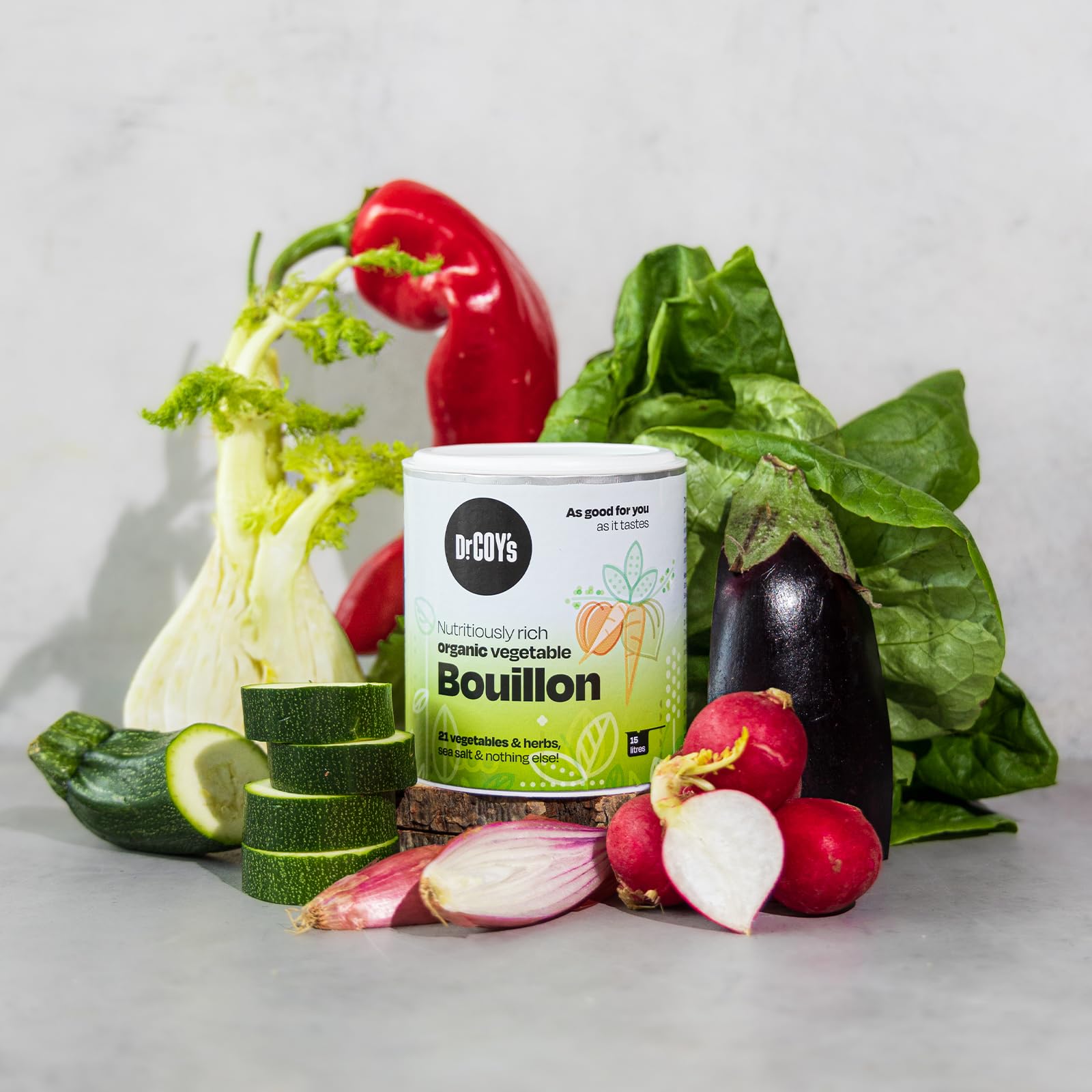 Dr. Coy's Organic Vegetable Bouillon Powder 150g - Vegan, Gluten-Free Broth