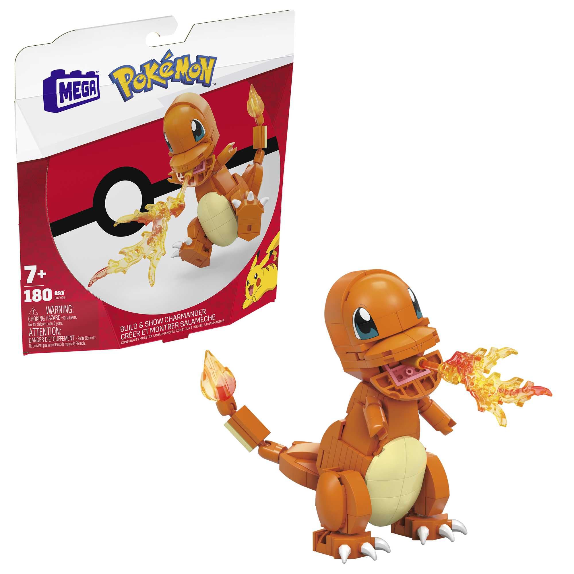 MEGA Pokémon Charmander Building Set - 180-Piece Buildable & Poseable Fire-Type Figure for Kids 6+