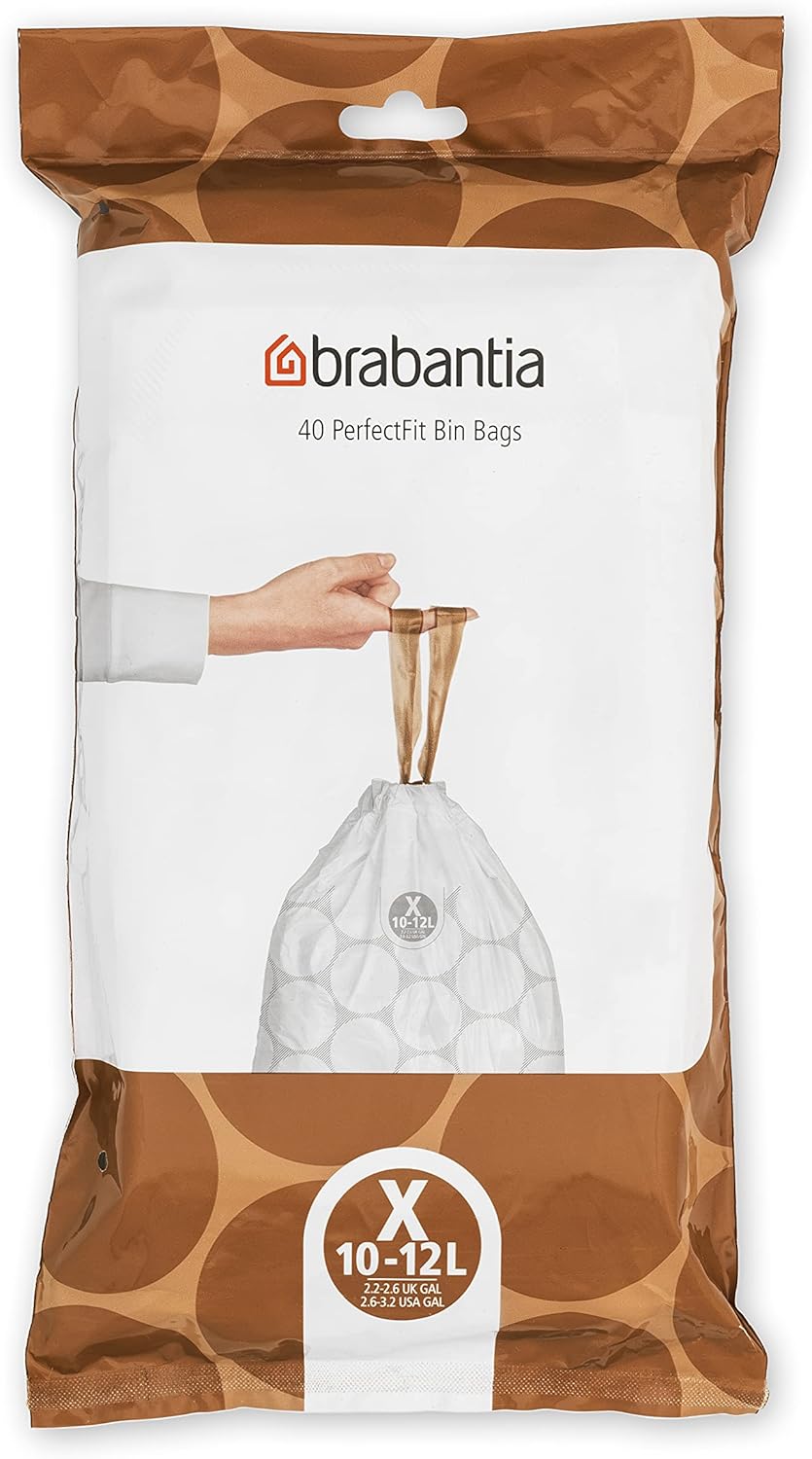 Brabantia - PerfectFit Bin Liners Size X (10-12 Litre) Thick Plastic Trash Bags