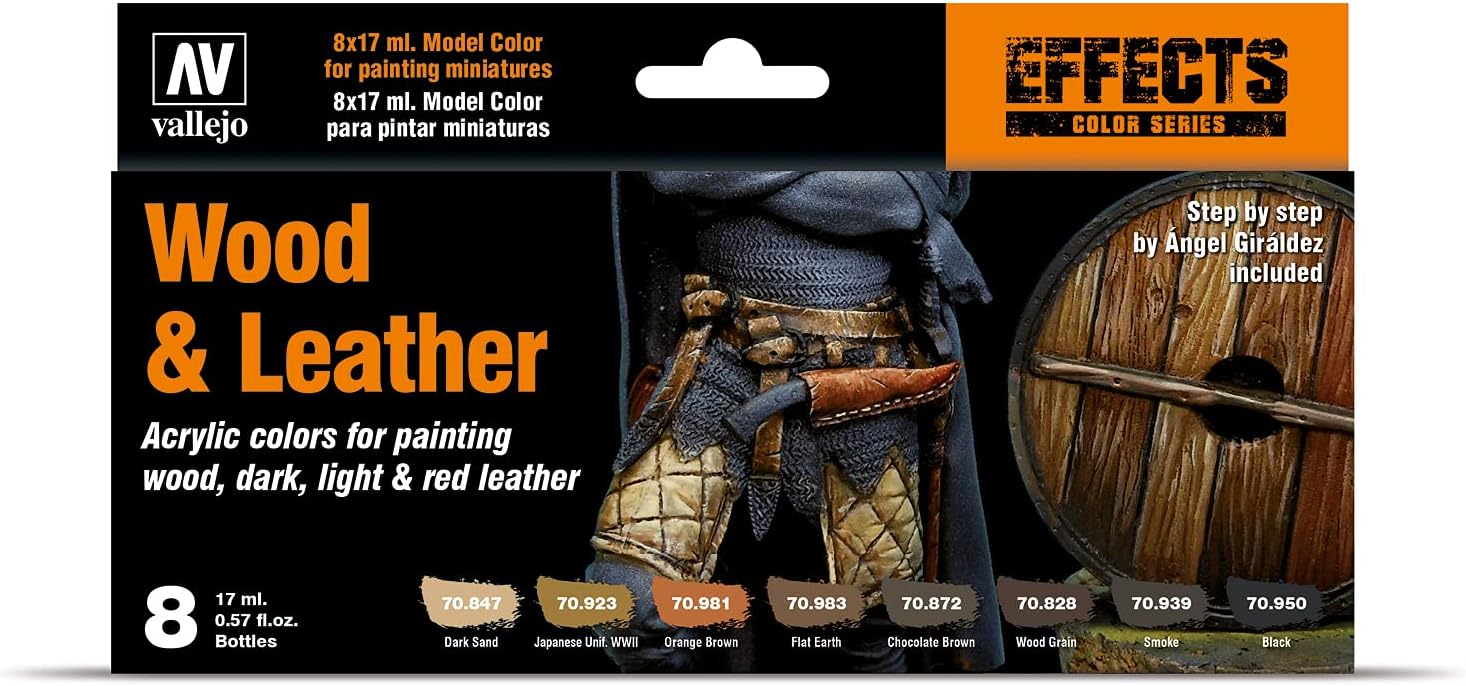 Acrylicos Vallejo Model Color Set - Wood and Leather Acrylic Paints (VJ70182)