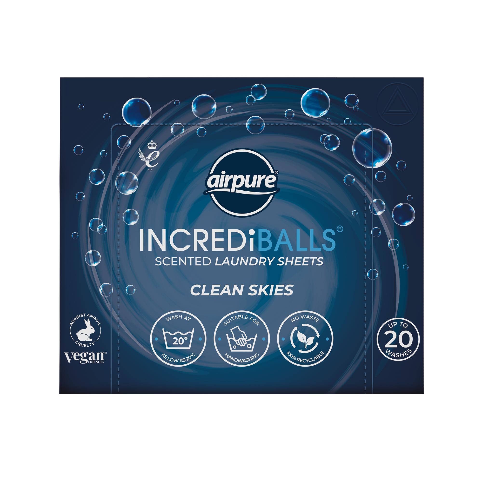 airpure INCREDiBALLS Laundry Detergent Sheets - Scented - Clean Skies