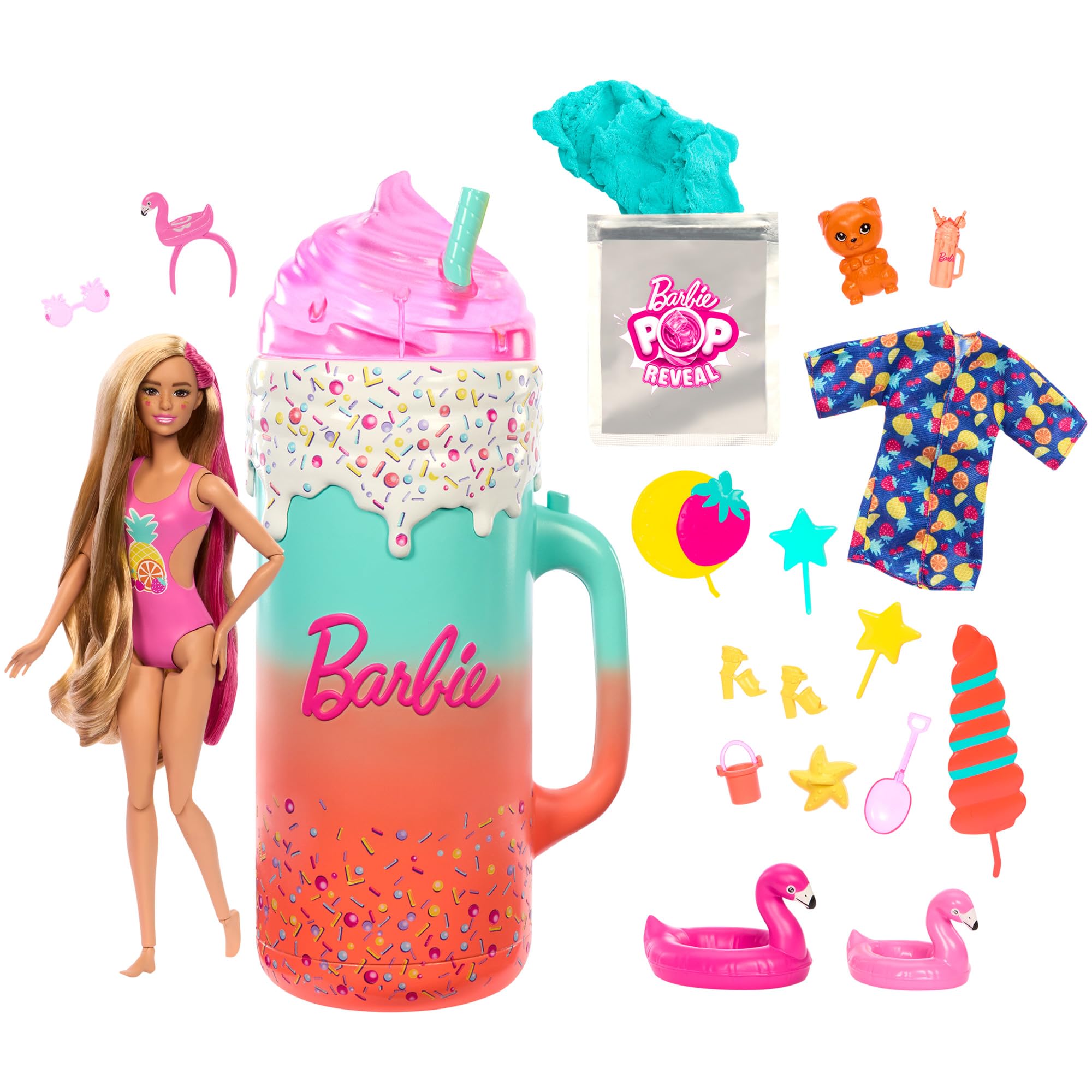 Barbie Pop Reveal Doll & Accessories - Rise & Surprise Fruit Series Playset for Kids 3+