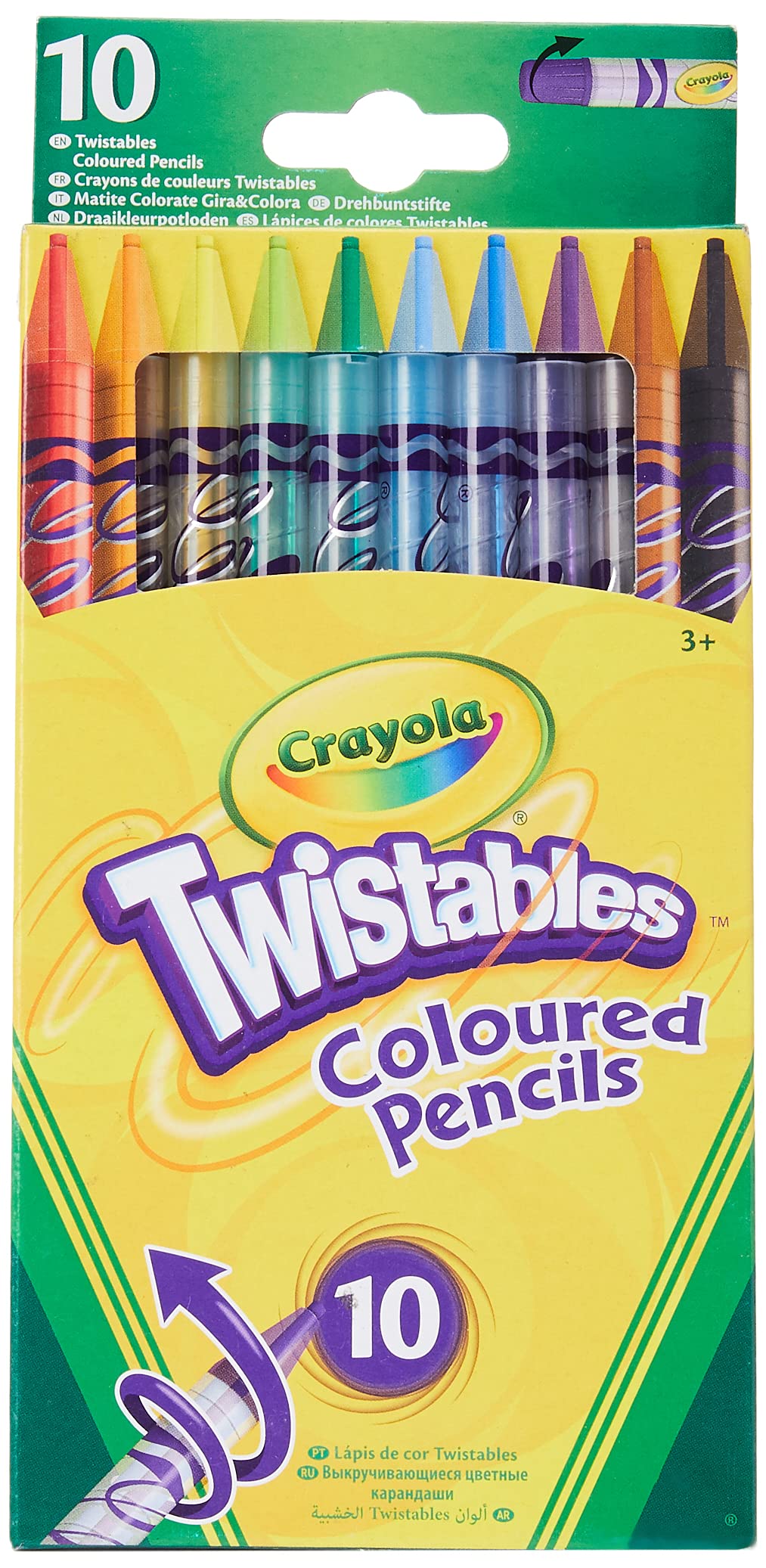 Crayola Twistables Coloured Pencils - 10 Count No-Sharpen Art Set for Kids