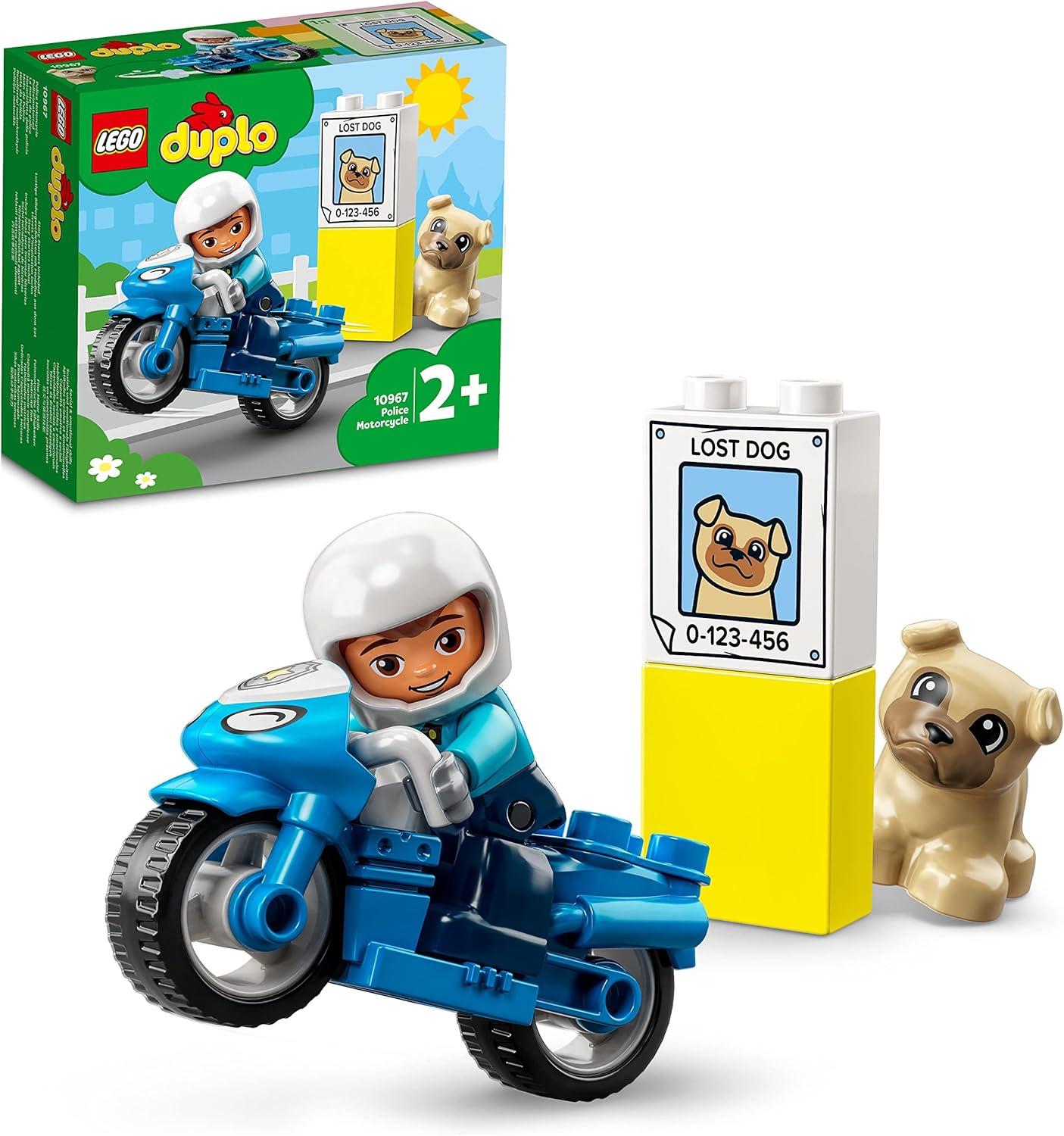 LEGO DUPLO Town Rescue Police Motorcycle Toy - Building Set for Toddlers 2+