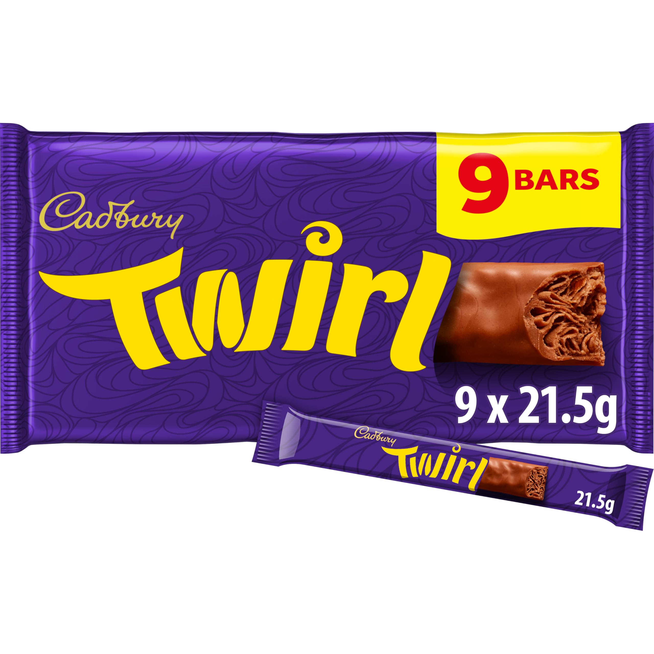 Cadbury Twirl Milk Chocolate Bar - Multipack of 9, Creamy Dairy Milk Chocolate