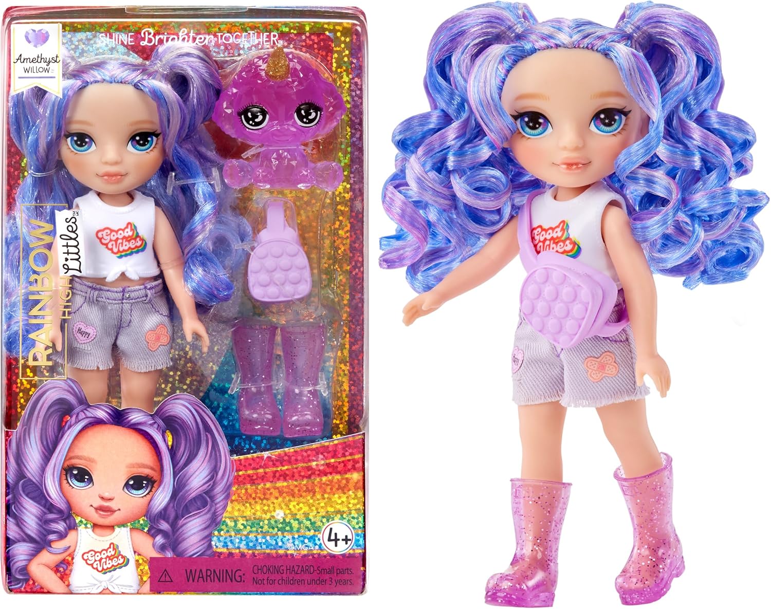 Rainbow High Amethyst Willow Purple 14 cm Posable Fashion Doll with Magical Pet