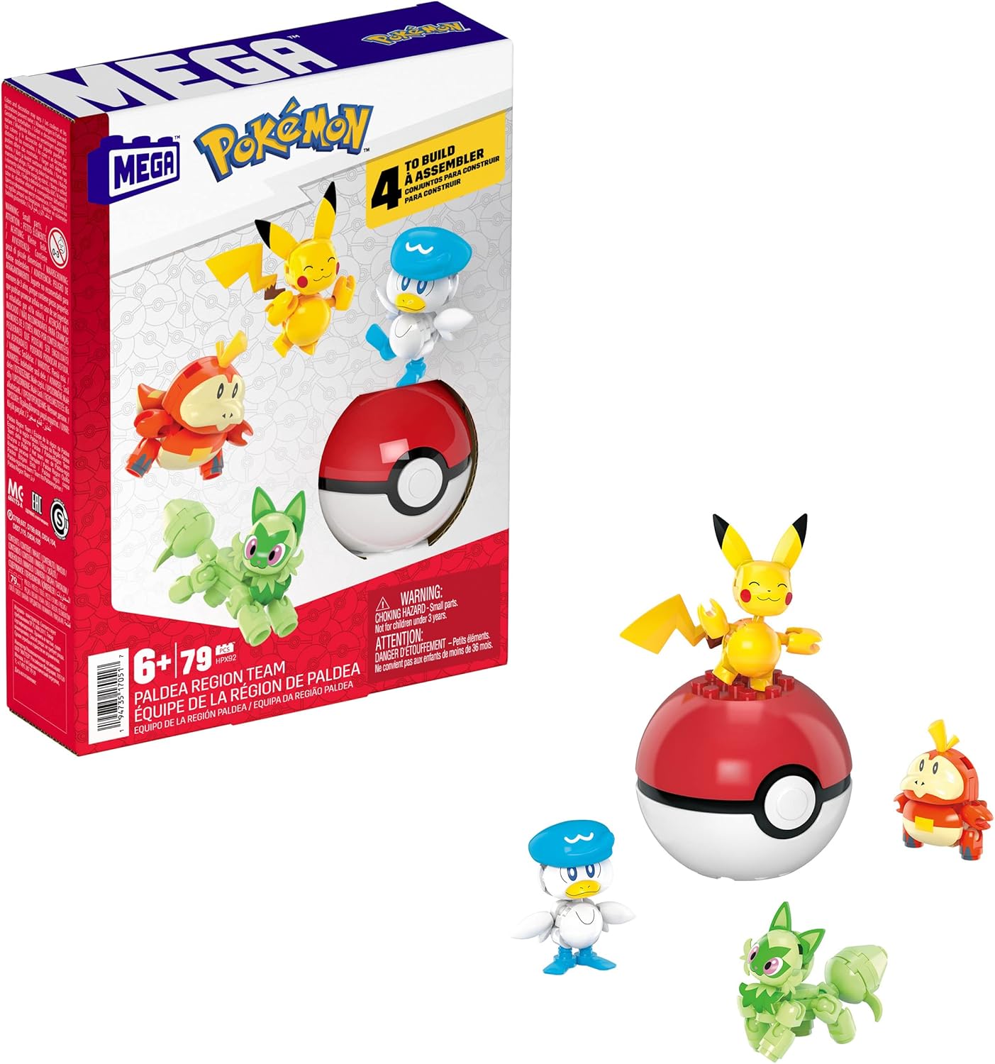 MEGA Pokémon Action Figure Building Set - 79-Piece Playset with Pikachu & Paldea Partners