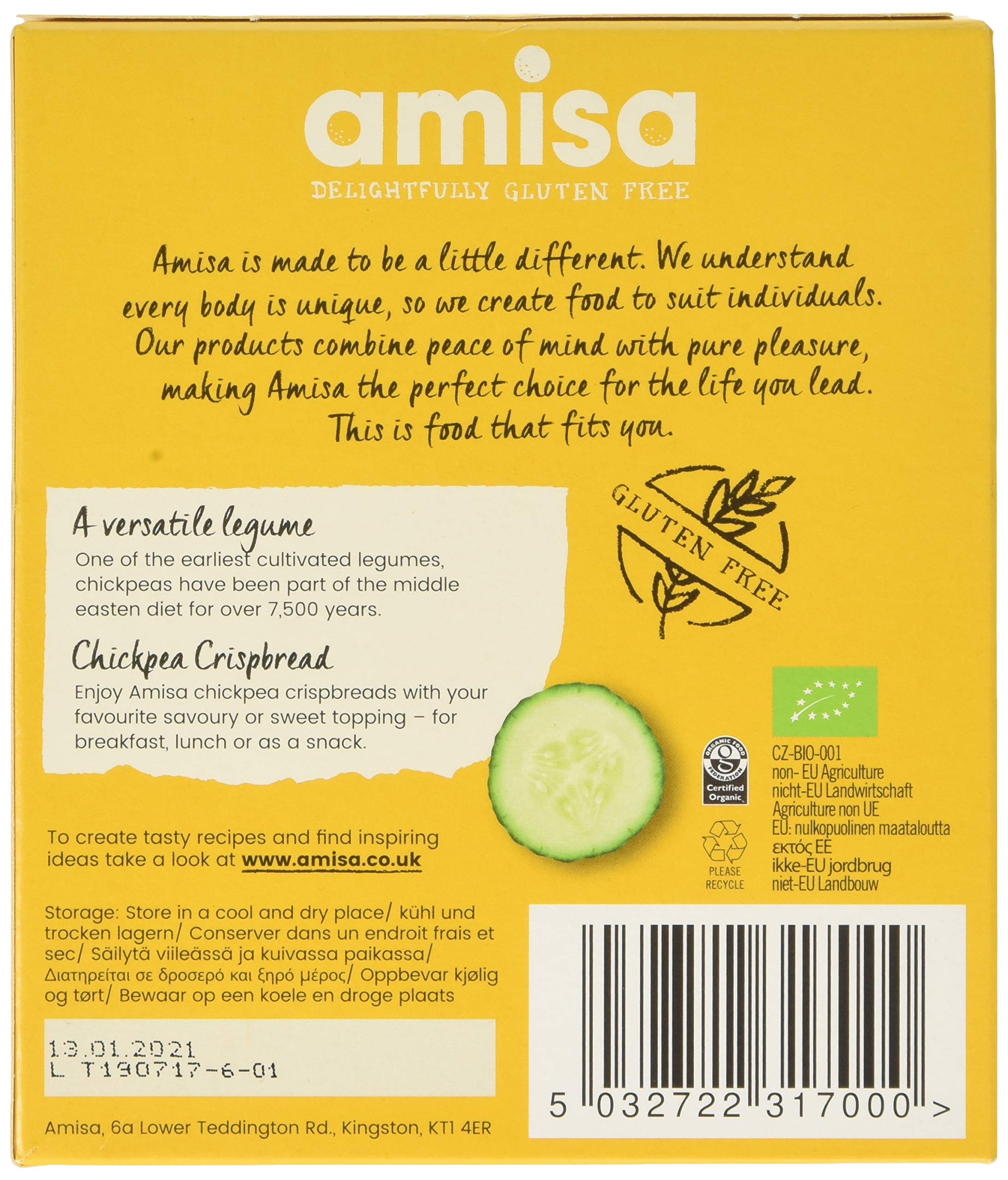 Amisa Organic Chickpea Crispbread 100g - Healthy Gluten-Free Snack Crackers