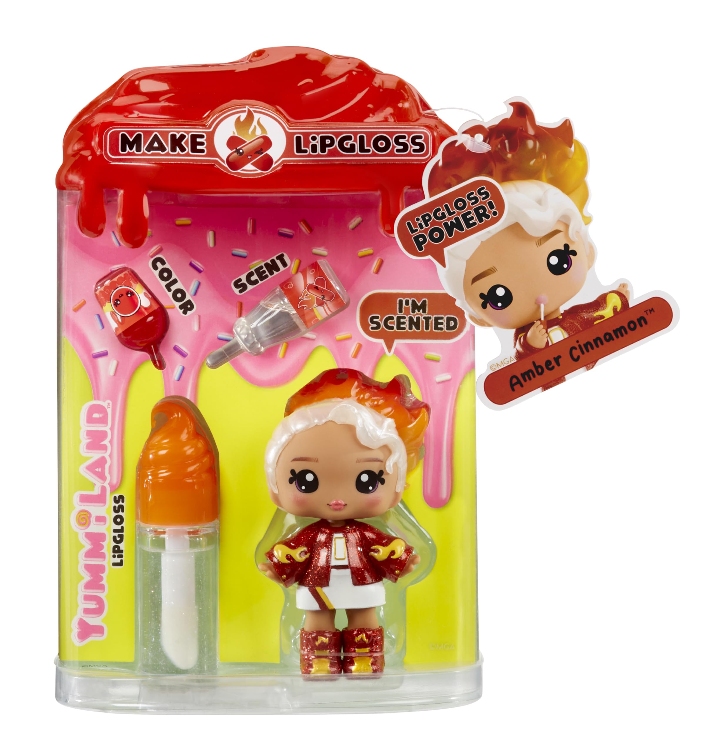 Yummiland Lip Gloss Doll - Amber Cinnamon - DIY Scented Fashion Doll with Customizable Lip Gloss Kit
