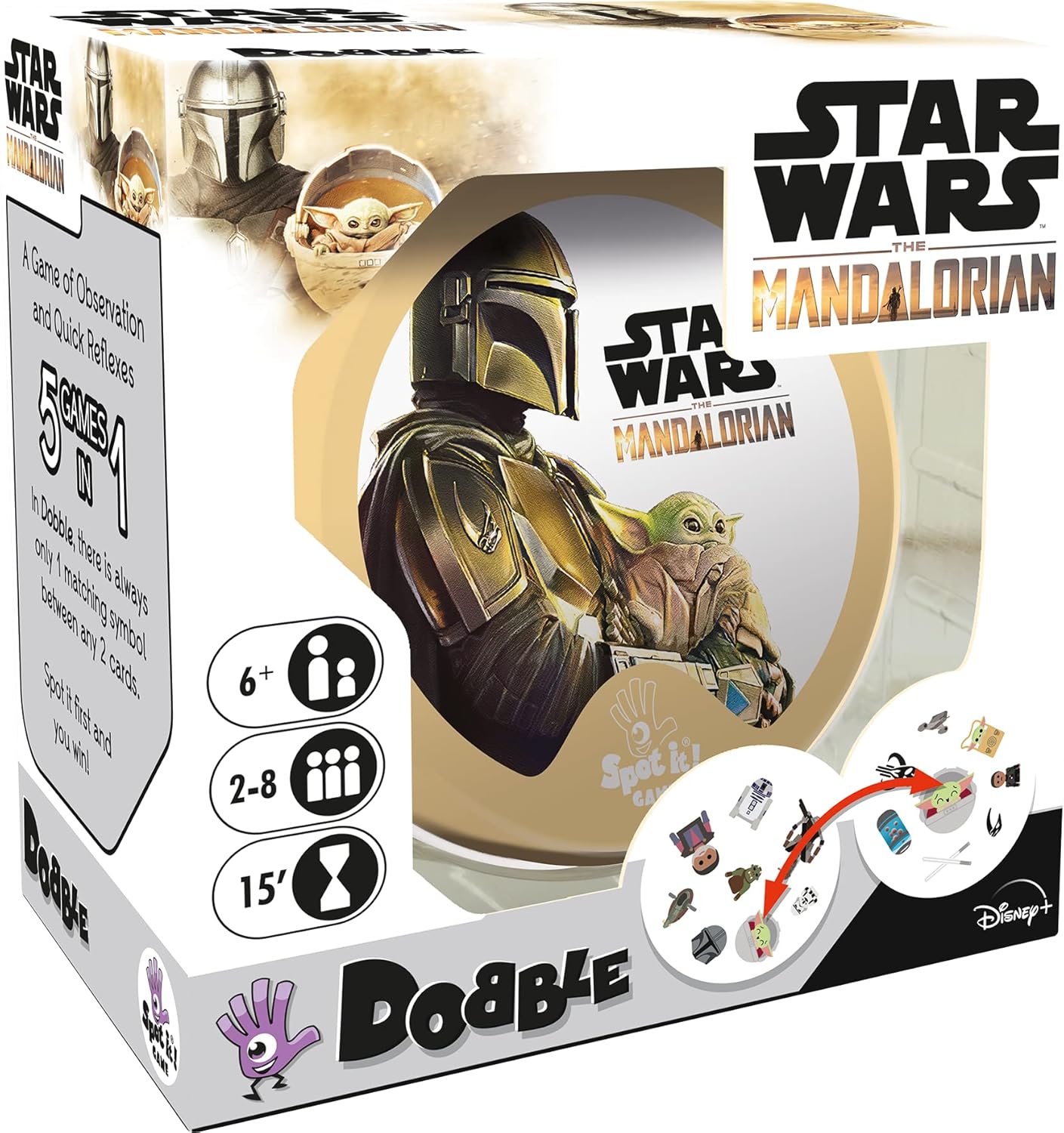 Asmodee Dobble Star Wars The Mandalorian Card Game - 2 to 8 Players, Ages 6+, 15 Minute Play Time