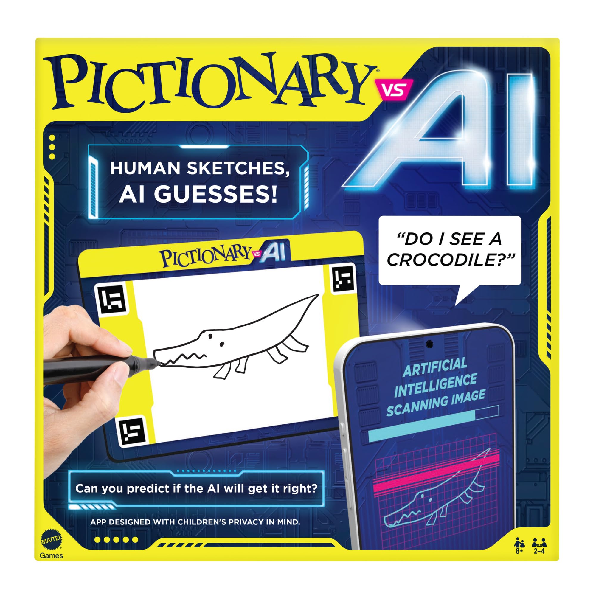 Mattel Games Pictionary Vs. AI Family Board Game for 2-4 Players