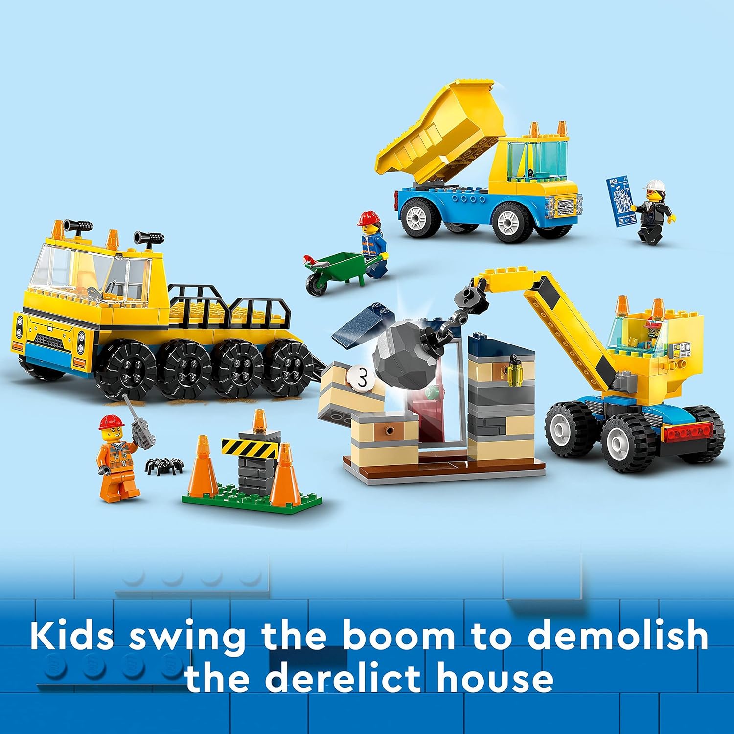 LEGO 60391 City Construction Trucks and Wrecking Ball Crane Playset - 4+ Years