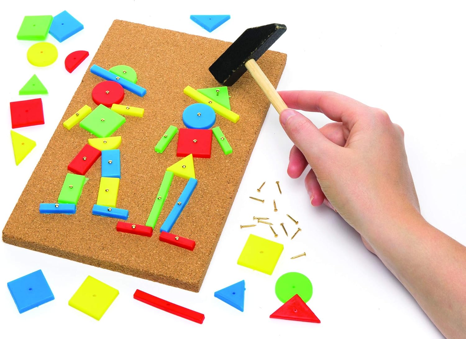 Baker Ross AR298 Tap a Picture Art Kit for Kids, Cork Board Craft Set with Hammer, Tacs & Shapes