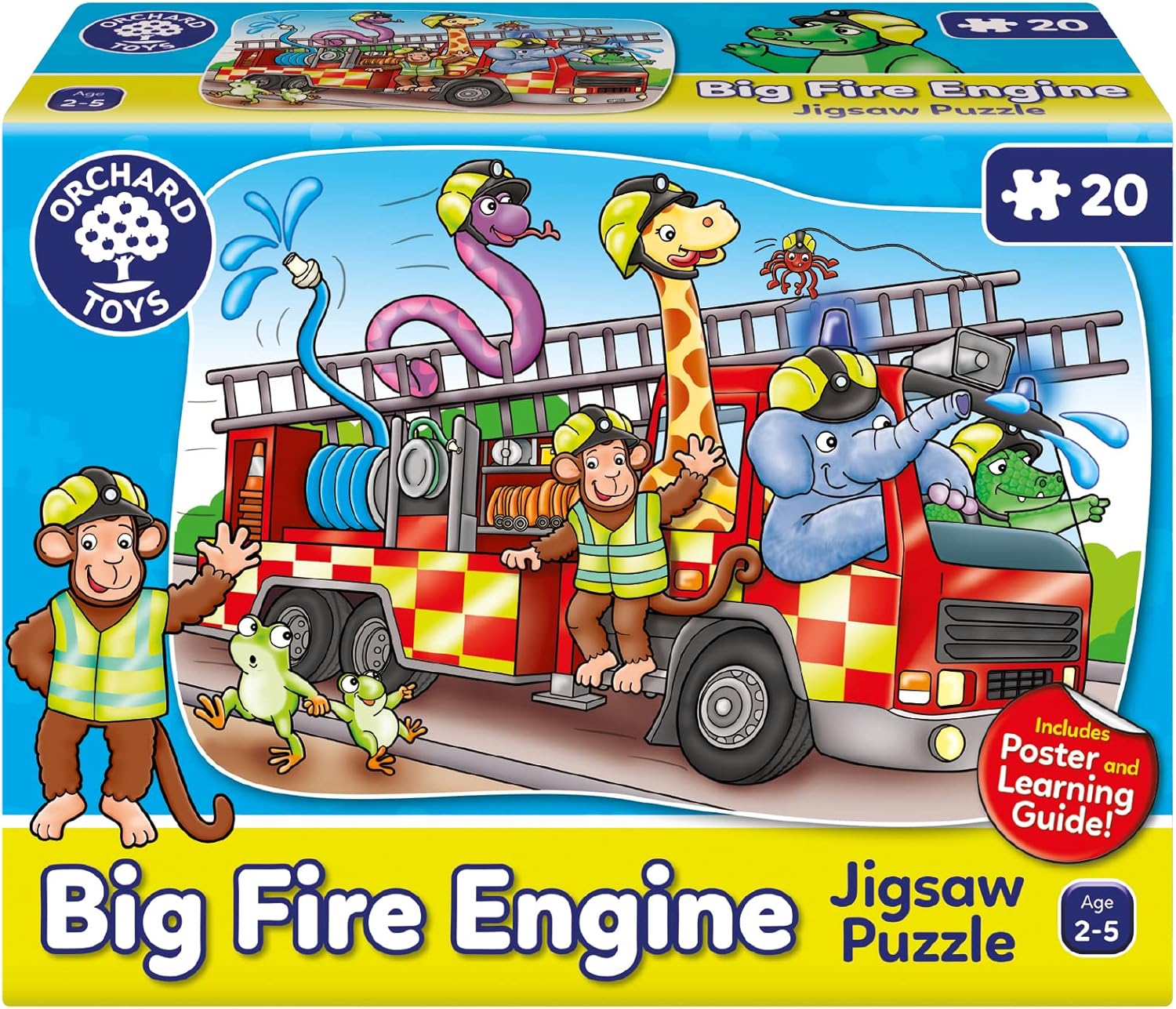 Orchard Toys Big Fire Engine Jigsaw Puzzle - 20-Piece Shaped Puzzle for Toddlers