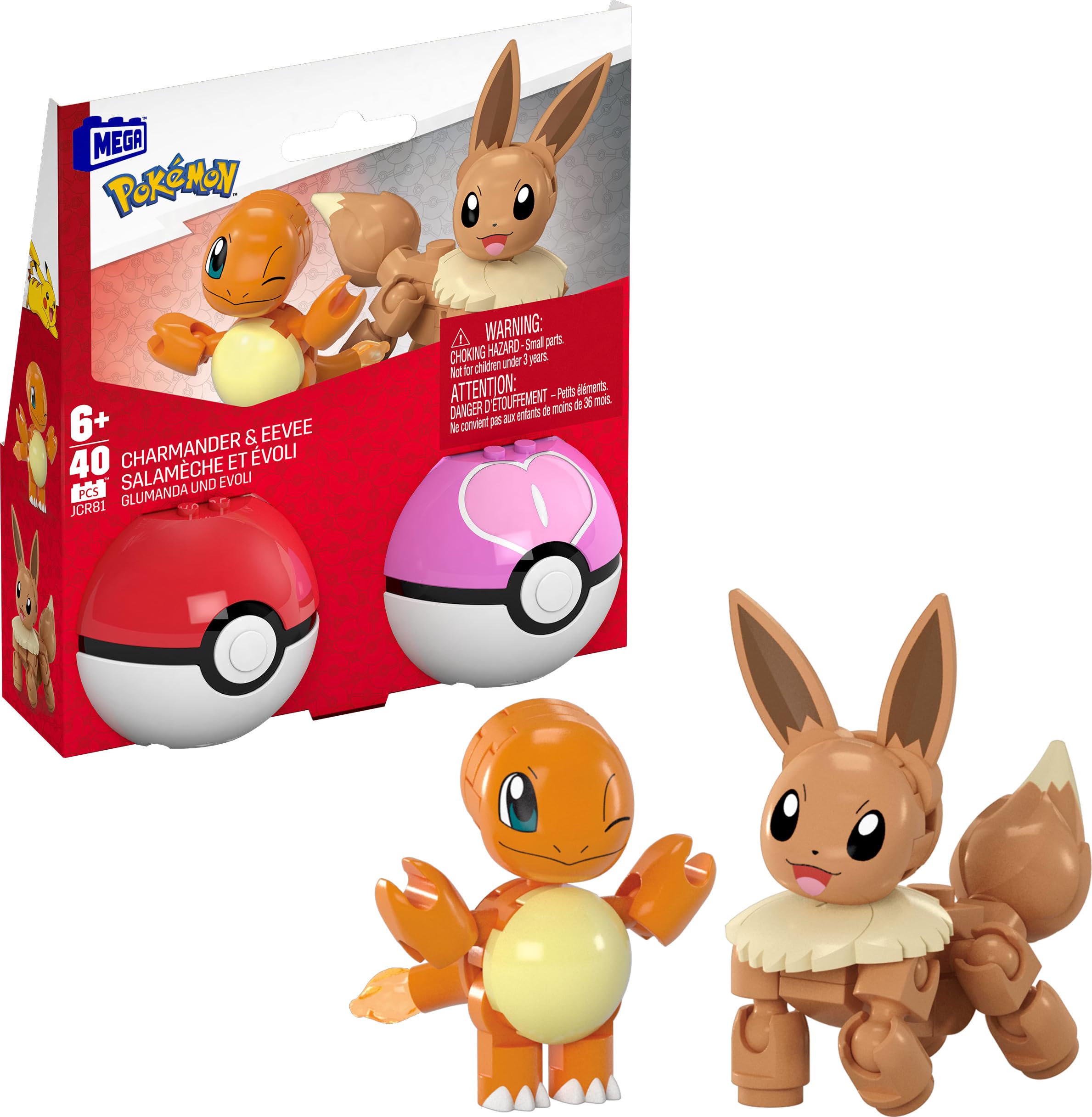 MEGA Pokémon Action Figure Building Set - Charmander & Eevee Poké Ball 2-Pack