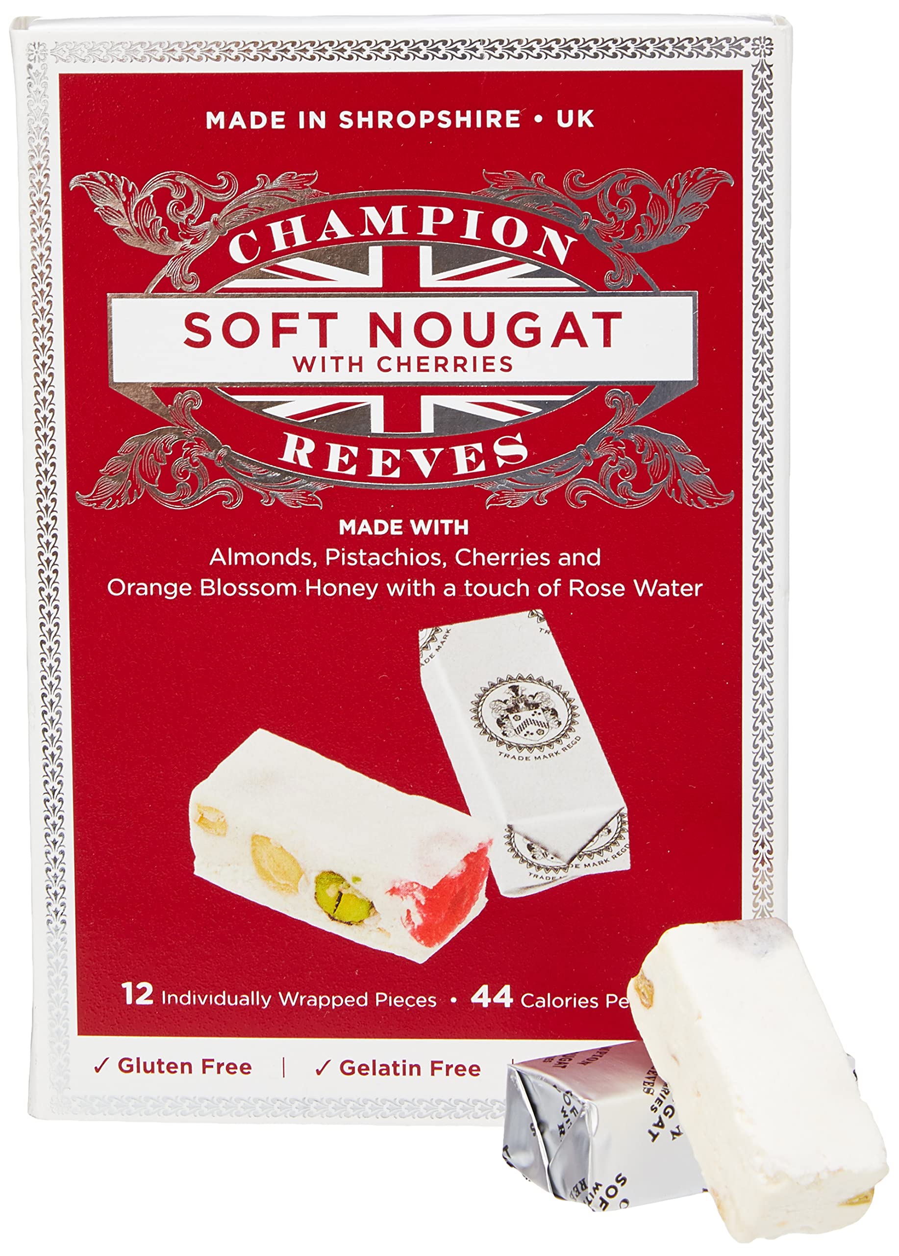 Champion & Reeves Soft Nougat with Italian Cherries, Roasted Pistachio & Blanched Almonds - 12 Count