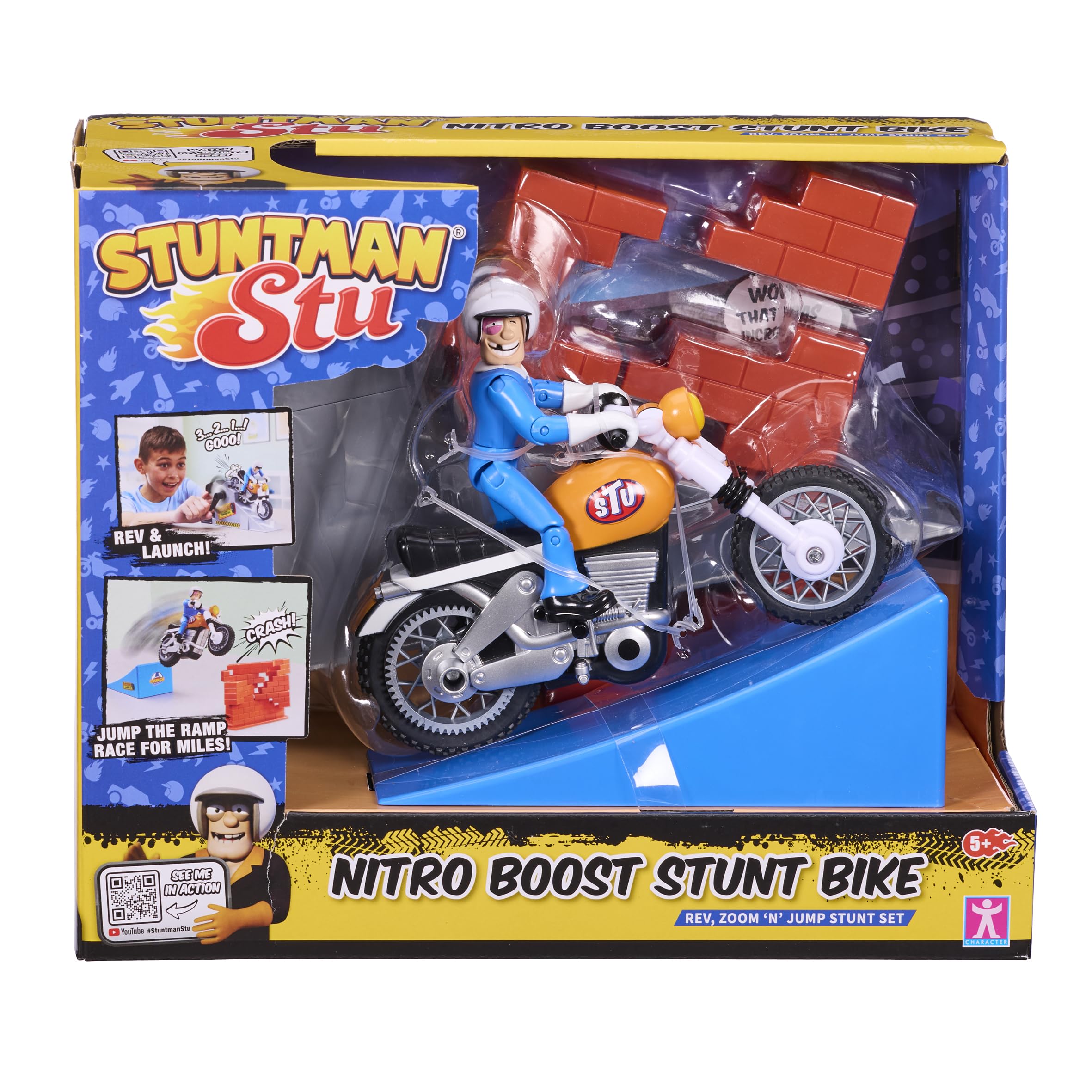 Stuntman Stu Nitro Boost Stunt Bike - Rev, Zoom & Jump Playset for Kids 5+