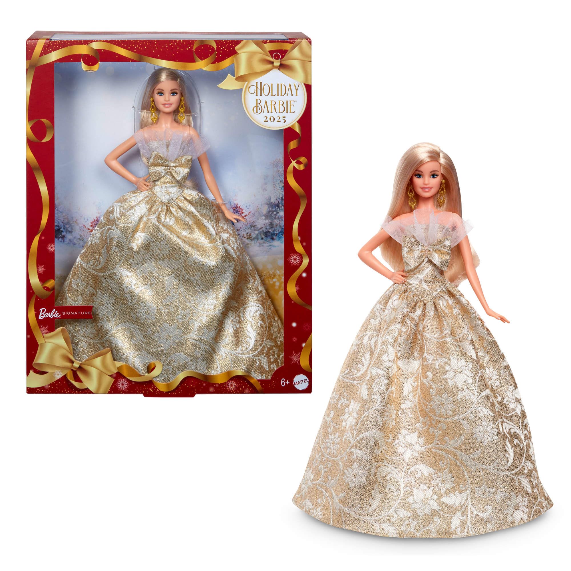 Barbie Signature 2025 Holiday Barbie Doll - Silver & Gold Festive Fashion, 6+