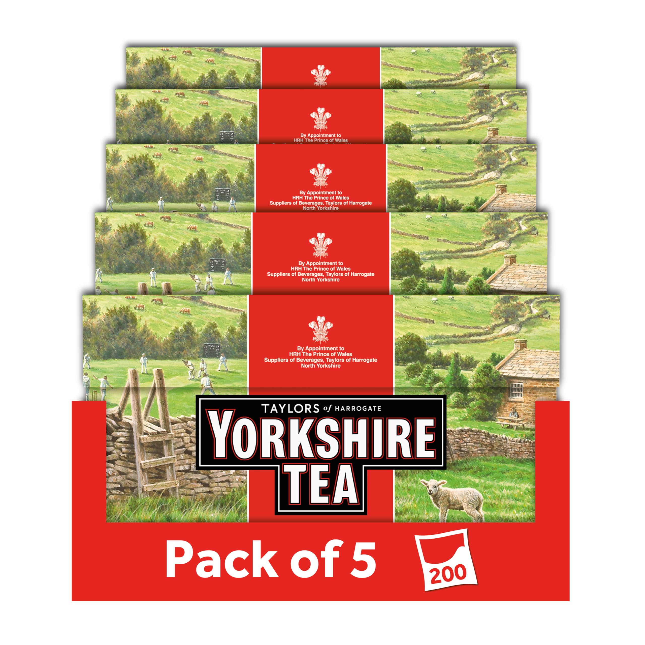 Yorkshire Tea 5 Boxes of 40 Tea Bags (200 Total) - Rich, Full-Bodied Black Tea Blend