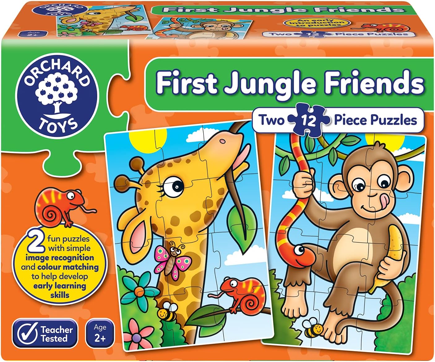 Orchard Toys First Jungle Friends Jigsaw Puzzle - 12-Piece Educational Puzzle for Toddlers 2+