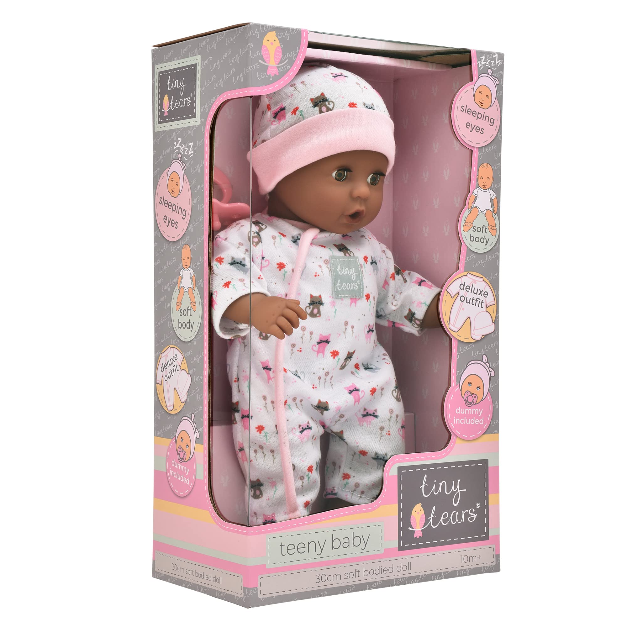 Tiny Tears Teeny Baby Doll - 30cm Soft Body with Sleeping Eyes, Pink