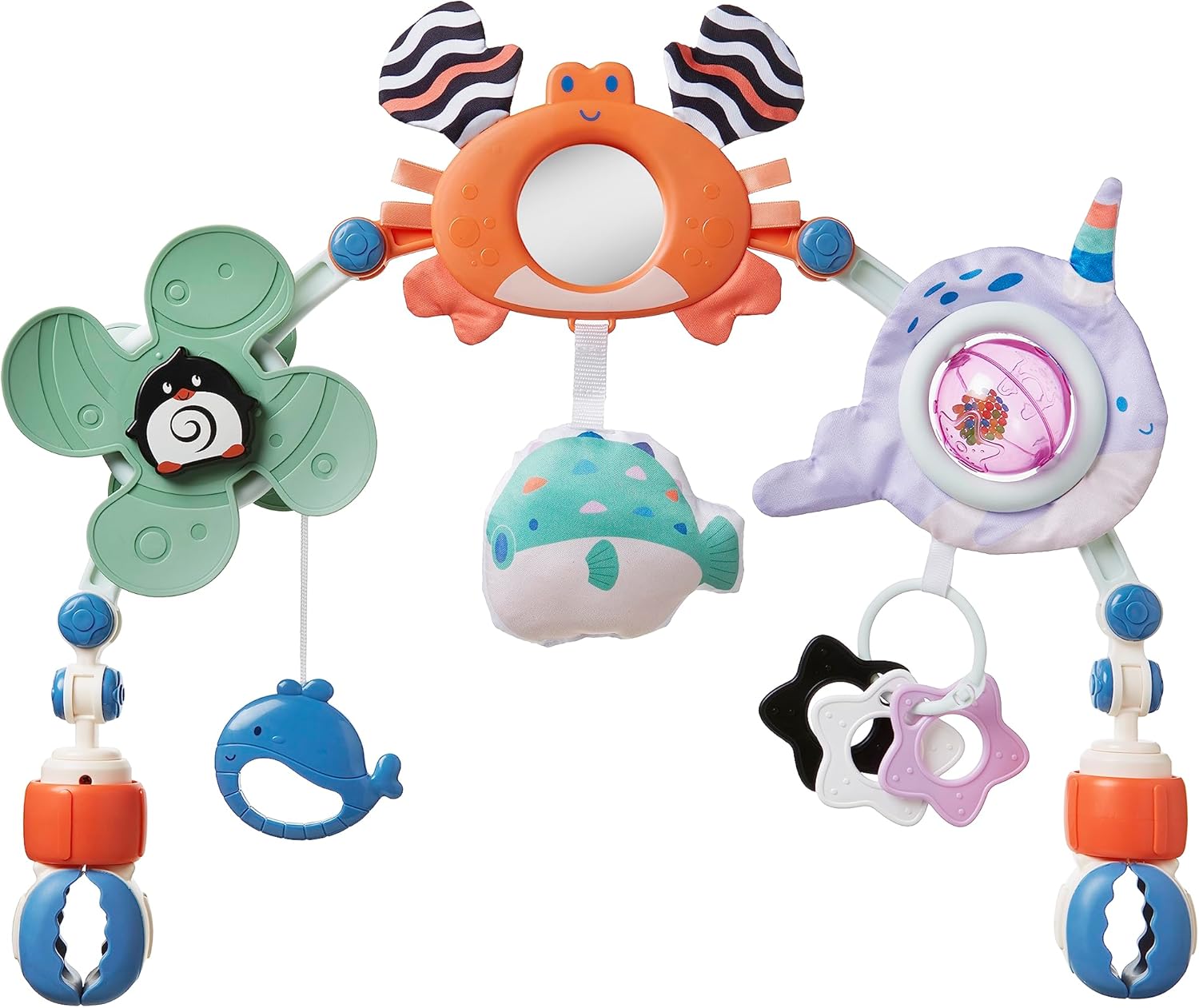 Nuby Ocean Friends Pram Toy Arch - Interactive Baby Toy for Sensory & Motor Skill Development