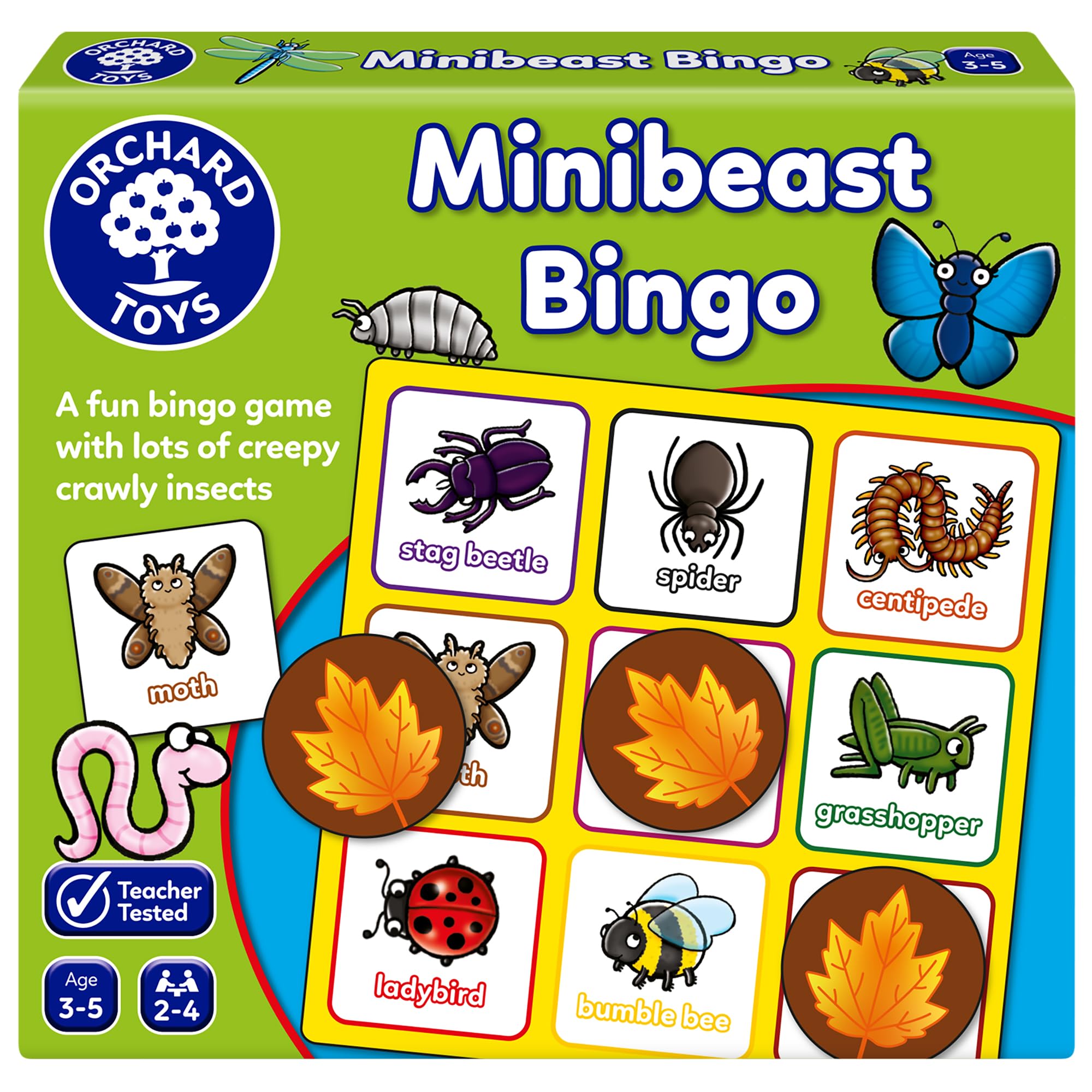 Orchard Toys Minibeast Bingo Game, Compact Travel-Friendly Bug-Themed Bingo for Kids