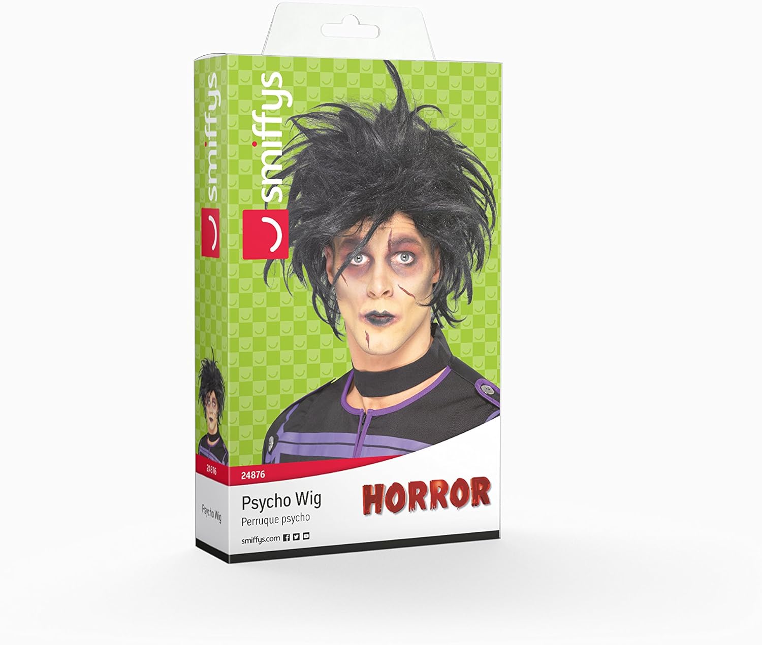 Smiffys Men's Psycho Character Black Wacky Wig, One Size