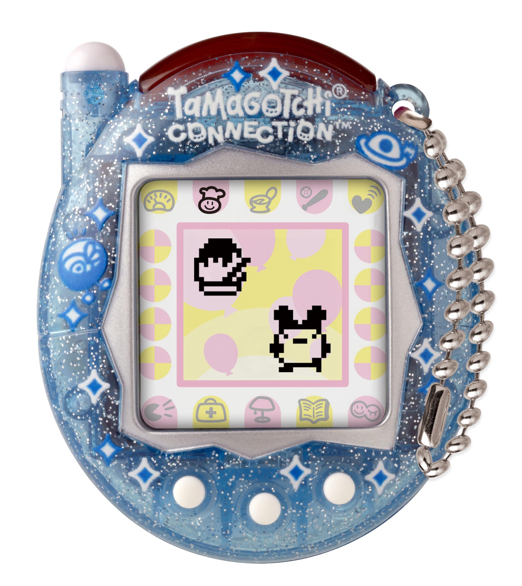 Tamagotchi Connection Digital Pet - Blue Glitter Shell with Infrared Connection for Kids 8+