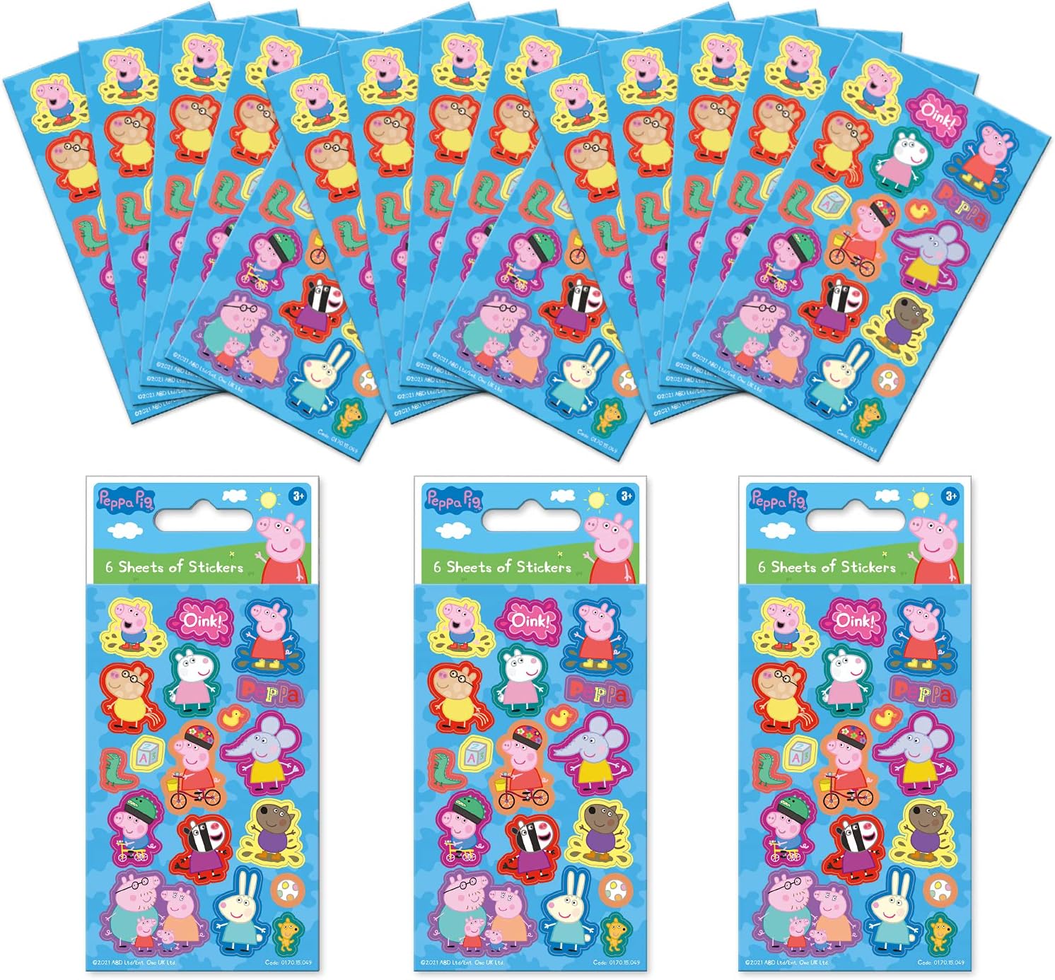 Paper Projects Peppa Pig Blue Party Bag Sticker Bundle - 18 Sheets Foil & Paper Stickers