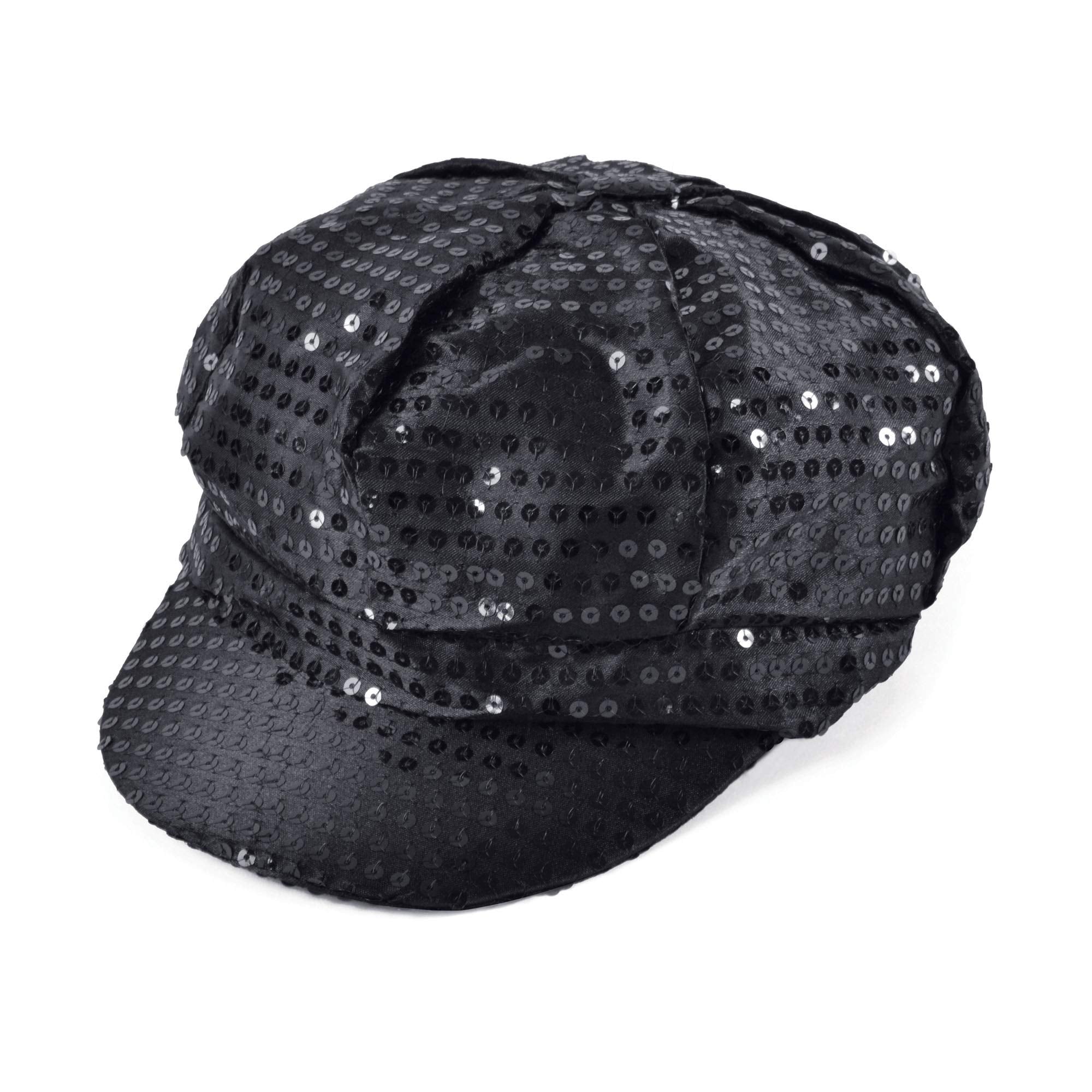 Bristol Novelty BH540 Sequin Cap 70’s Style Black Hat