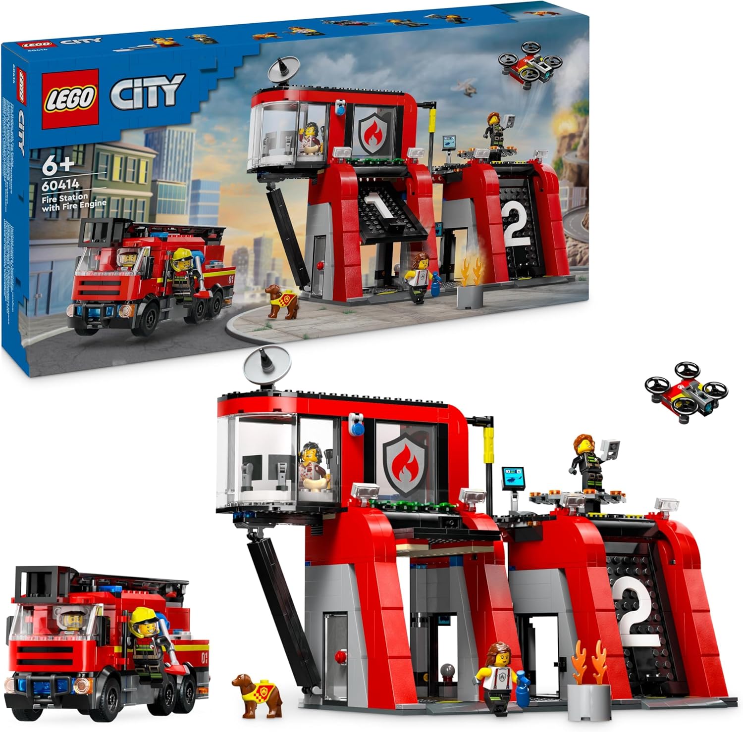 LEGO City Fire Station Playset with Fire Engine & Minifigures - 6+ Years