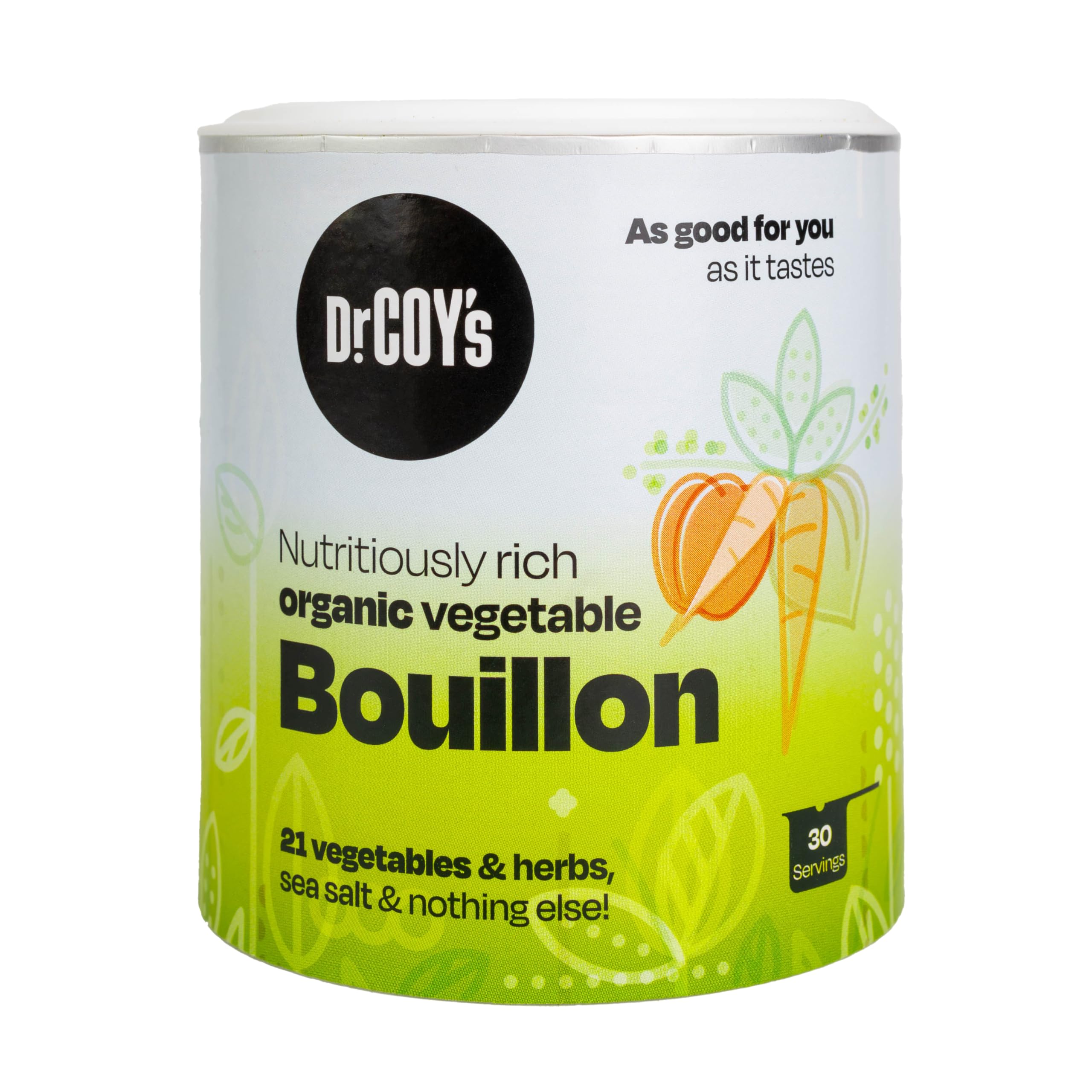 Dr. Coy's Organic Vegetable Bouillon Powder 150g - Vegan, Gluten-Free Broth