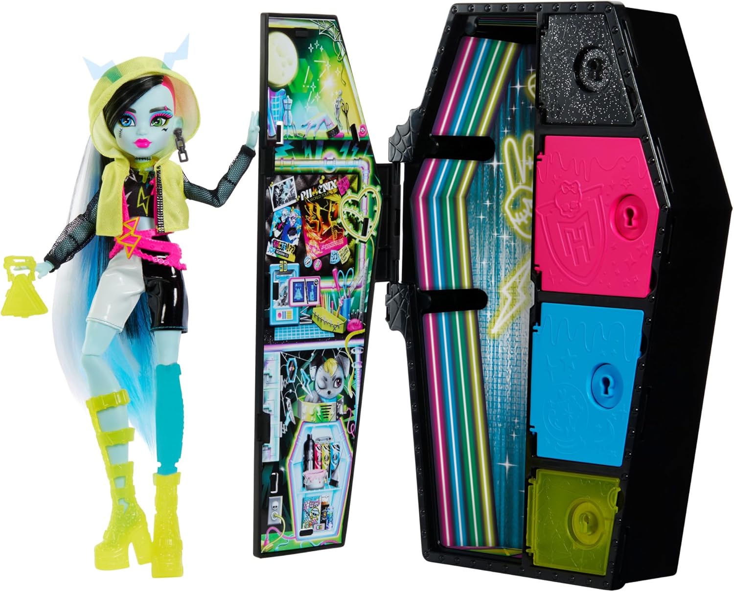 Monster High Skulltimate Secrets Abbey Bominable Doll & Closet Playset - 18-Piece Mystery Reveal Set