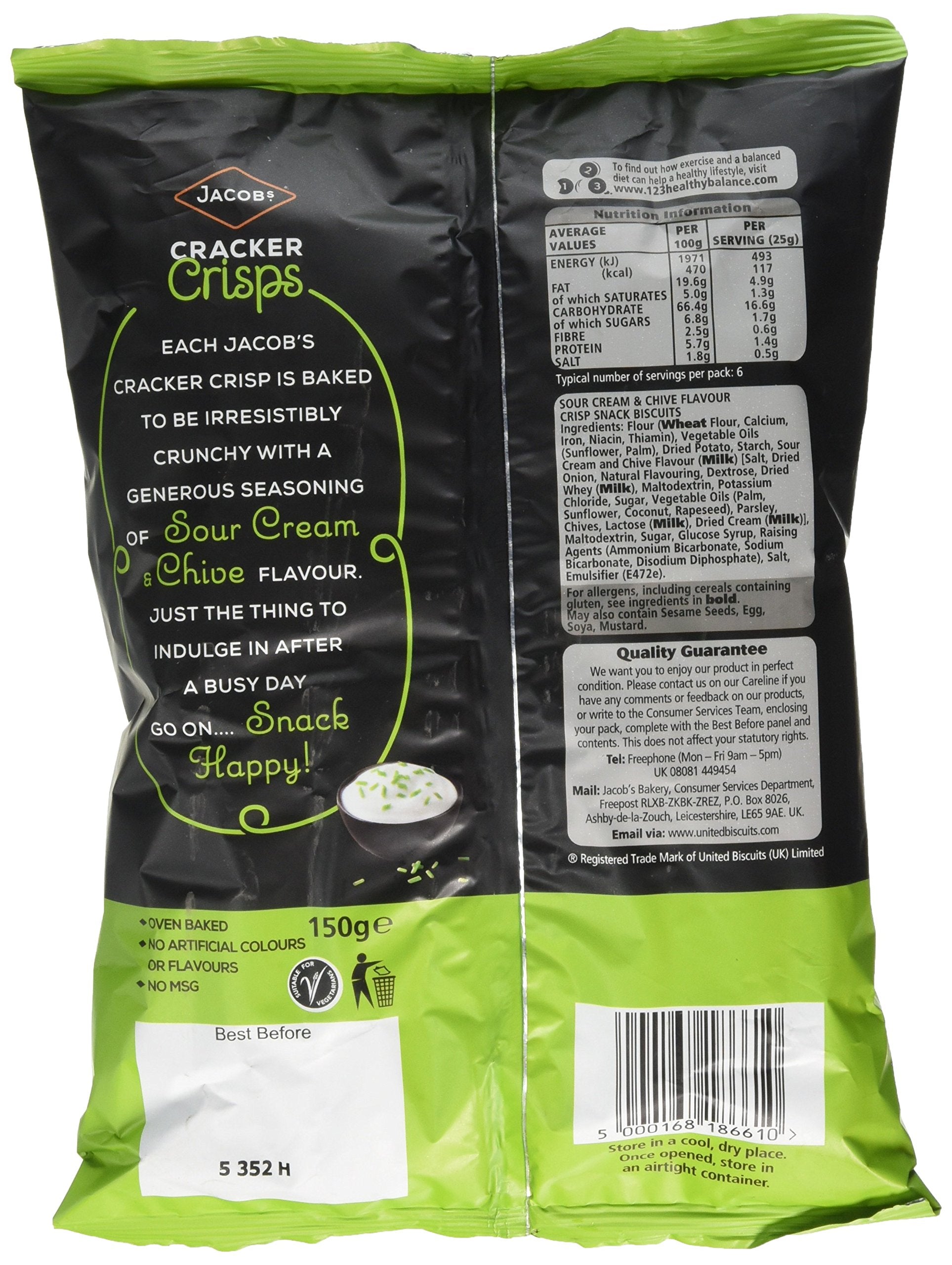 Jacob's Cracker Crisps Sour Cream and Chive Snacks Sharing Bag 150g