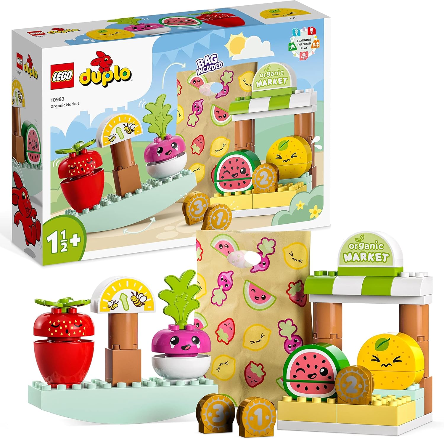 LEGO DUPLO My First Organic Market - Educational Fruit & Vegetable Toy Set for Toddlers 18 Months+