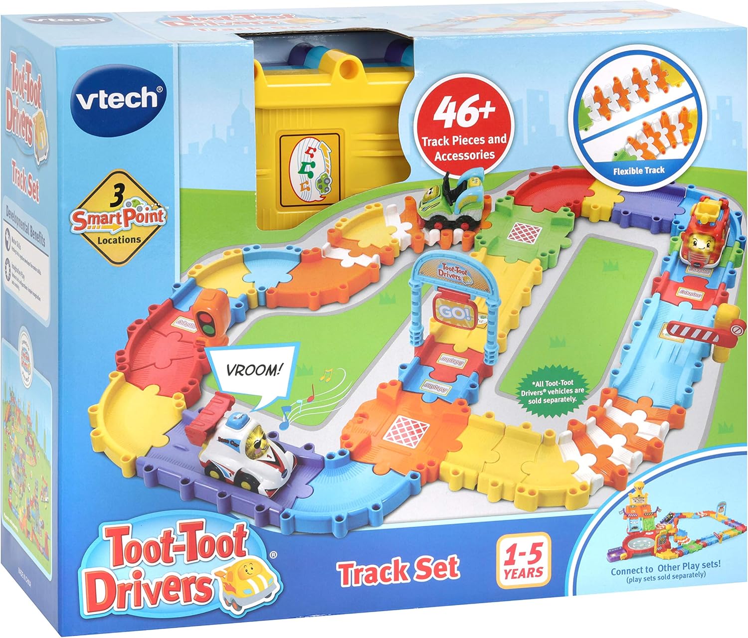 VTech Toot-Toot Drivers Track Set - 46-Piece Interactive Car Playset for Toddlers 12M+