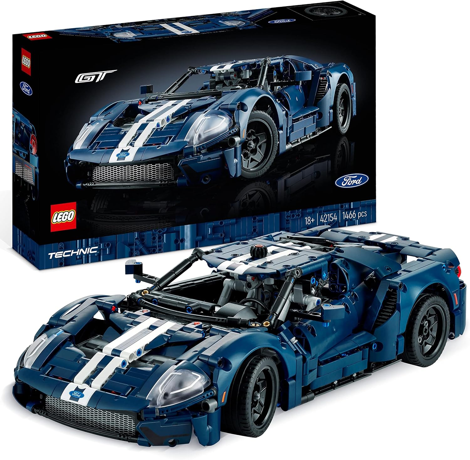 LEGO 42154 Technic 2022 Ford GT Car Model Kit - 1:12 Scale Building Set for Adults