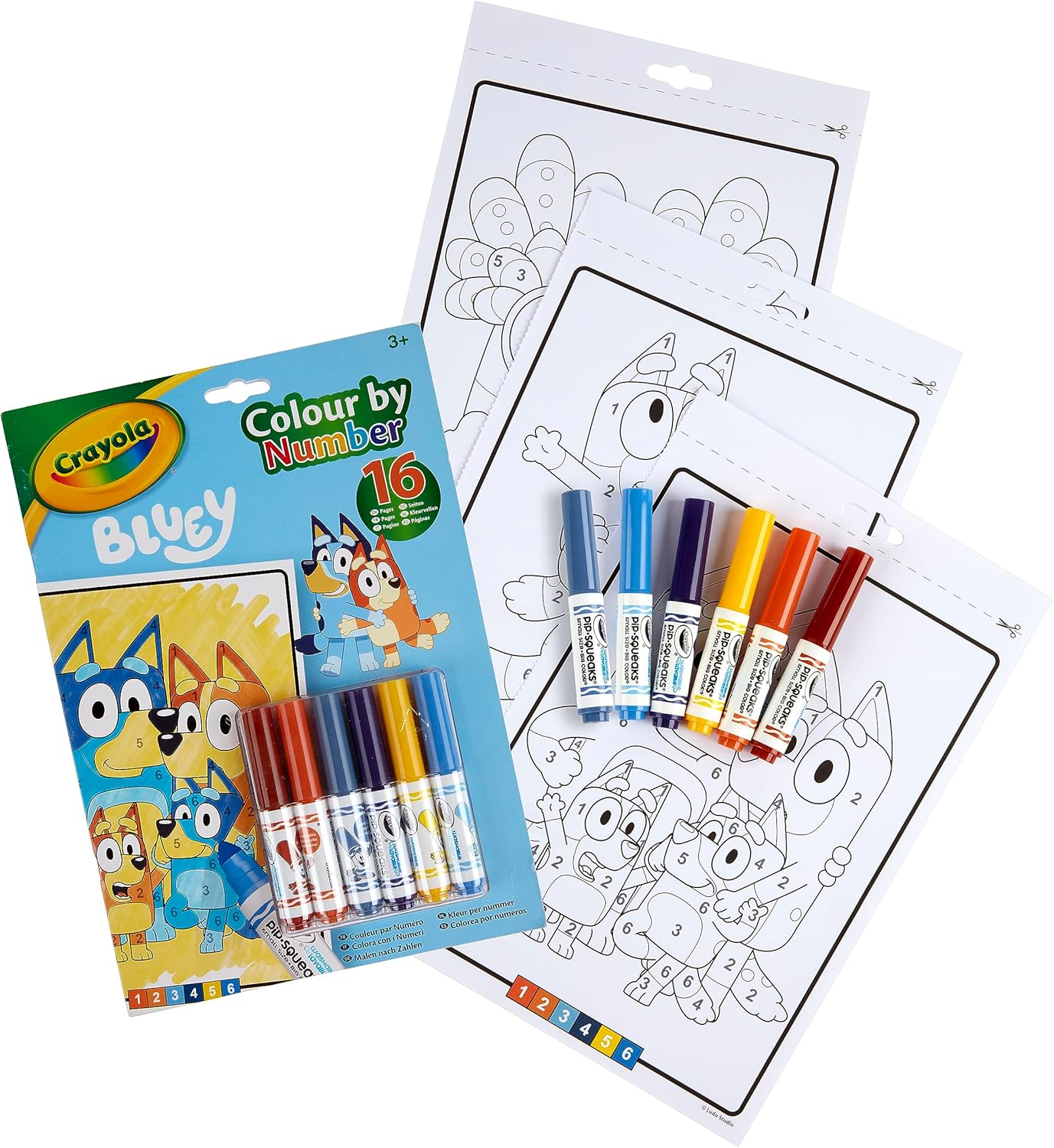 CRAYOLA Colour by Numbers - Bluey (Ages 3+ with 16 Pages & 6 Mini Markers)