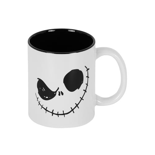 Nightmare Before Christmas Face Mug - Black Ceramic Coffee Mug with Gift Box, 13 x 9.5 cm