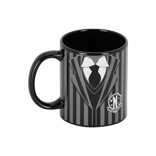 Wednesday Uniform Ceramic Mug - Black, 13 x 9.5 cm, Gift Box Included