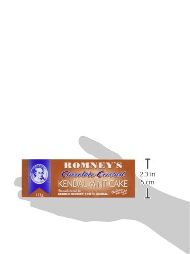 Romneys Chocolate Covered Kendal Mint Cake 113g - Peppermint Confection with Dark Chocolate Coating