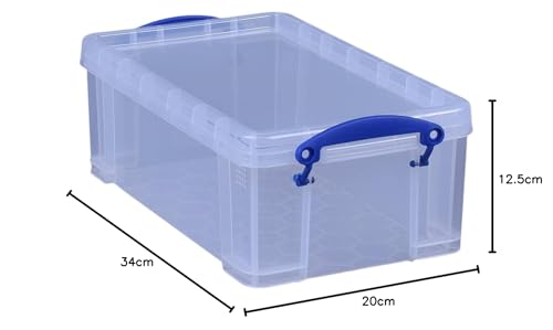 Really Useful Storage Box 5 Litre Clear - Transparent Stackable Plastic Organizer Box with Clip Lock Handles