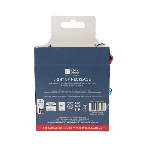 Talking Tables Christmas Light Up LED Necklace with Jingle Bells - Party Costume Accessory for Holiday Events 3