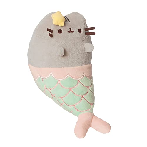 AURORA Pusheen Mermaid Stuffed Animal | Eco-friendly Plush | Pink & Aqua | Small